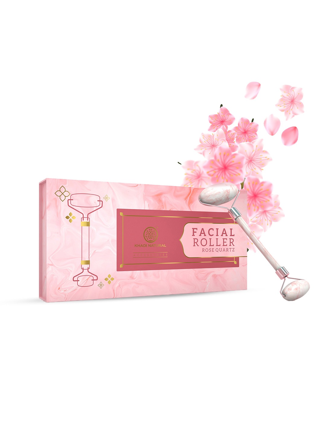 

Khadi Natural Rose Quartz Facial Roller - Boost Microcirculation & Reducing Puffiness, Pink