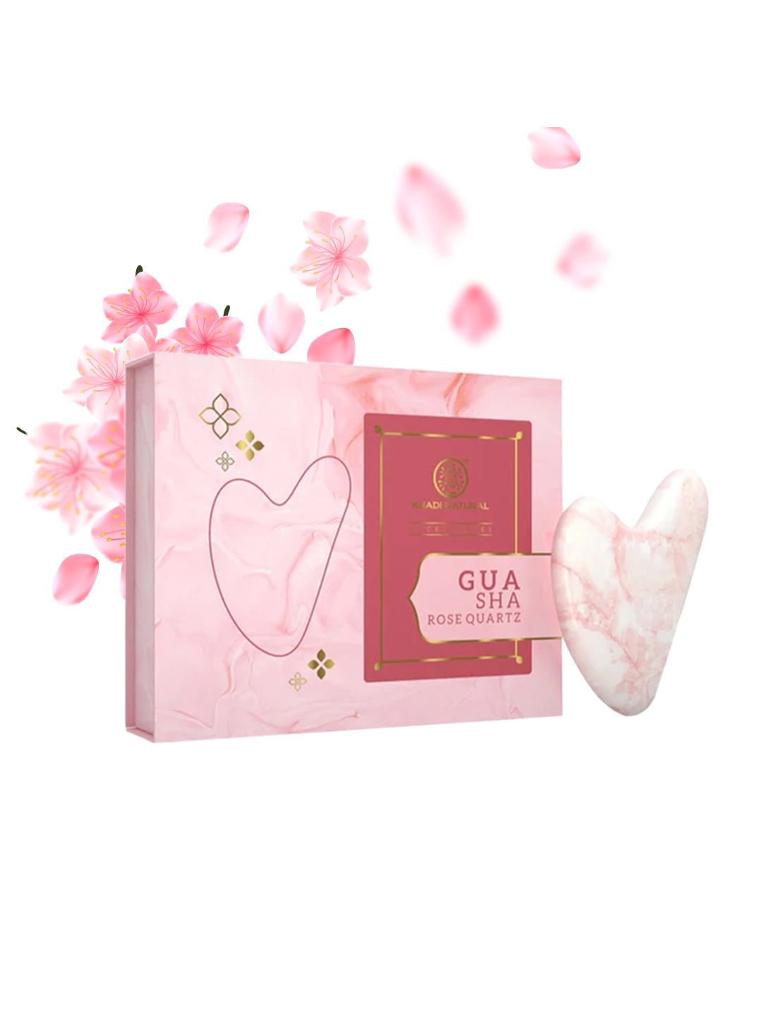 

Khadi Natural Rose Quartz Gua Sha Massage Tool - Helps Relaxing Facial Muscles, Pink