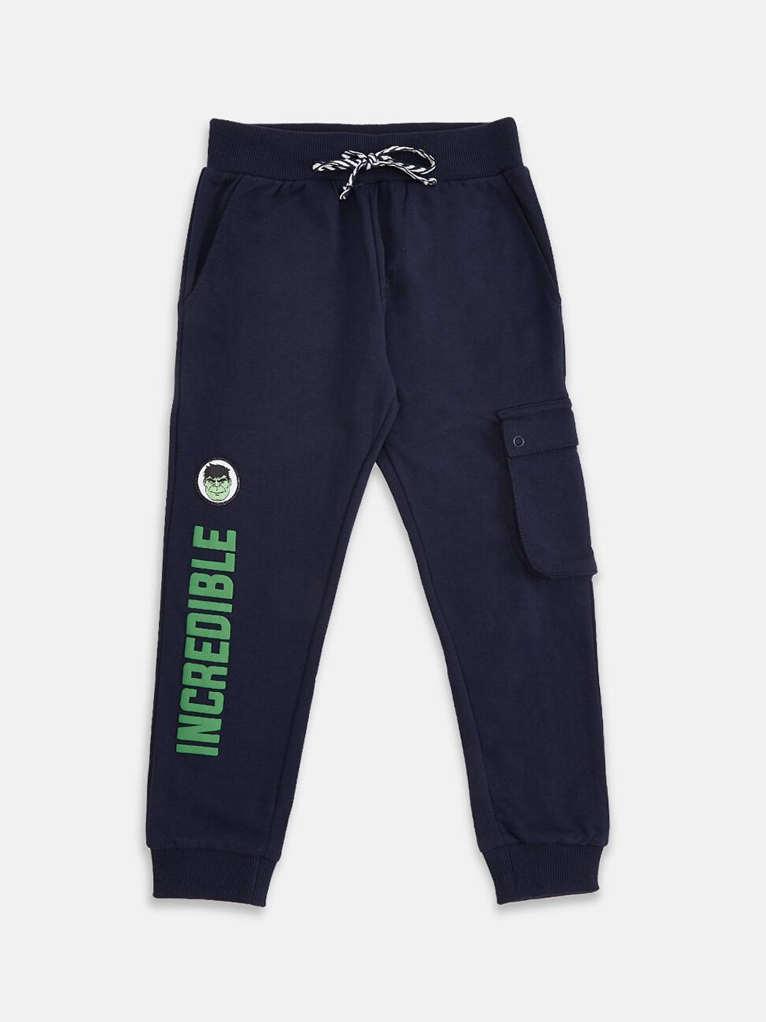 

Pantaloons Junior Boys Printed Cotton Joggers, Navy blue