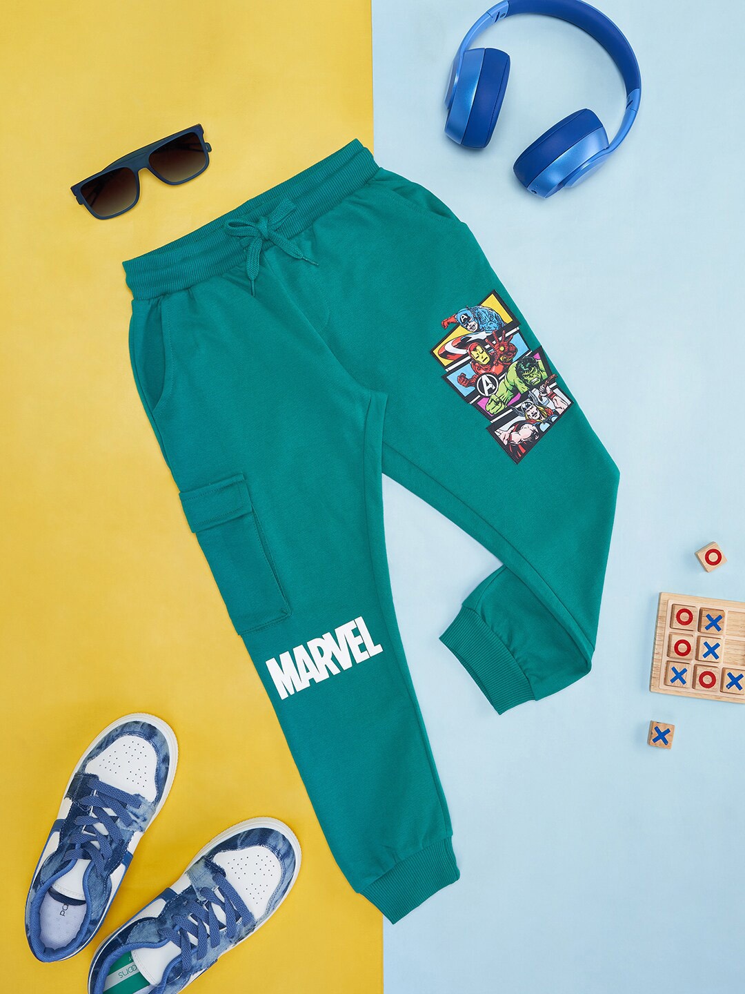 

Pantaloons Junior Boys Printed Cotton Joggers, Teal