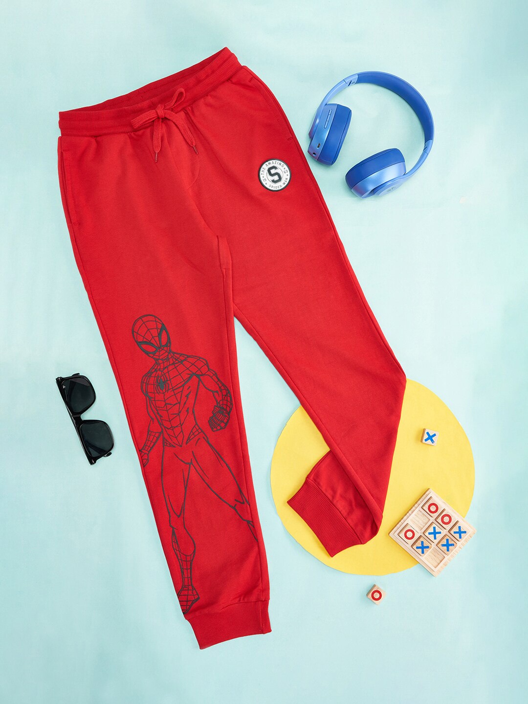 

Pantaloons Junior Boys Printed Cotton Joggers, Red