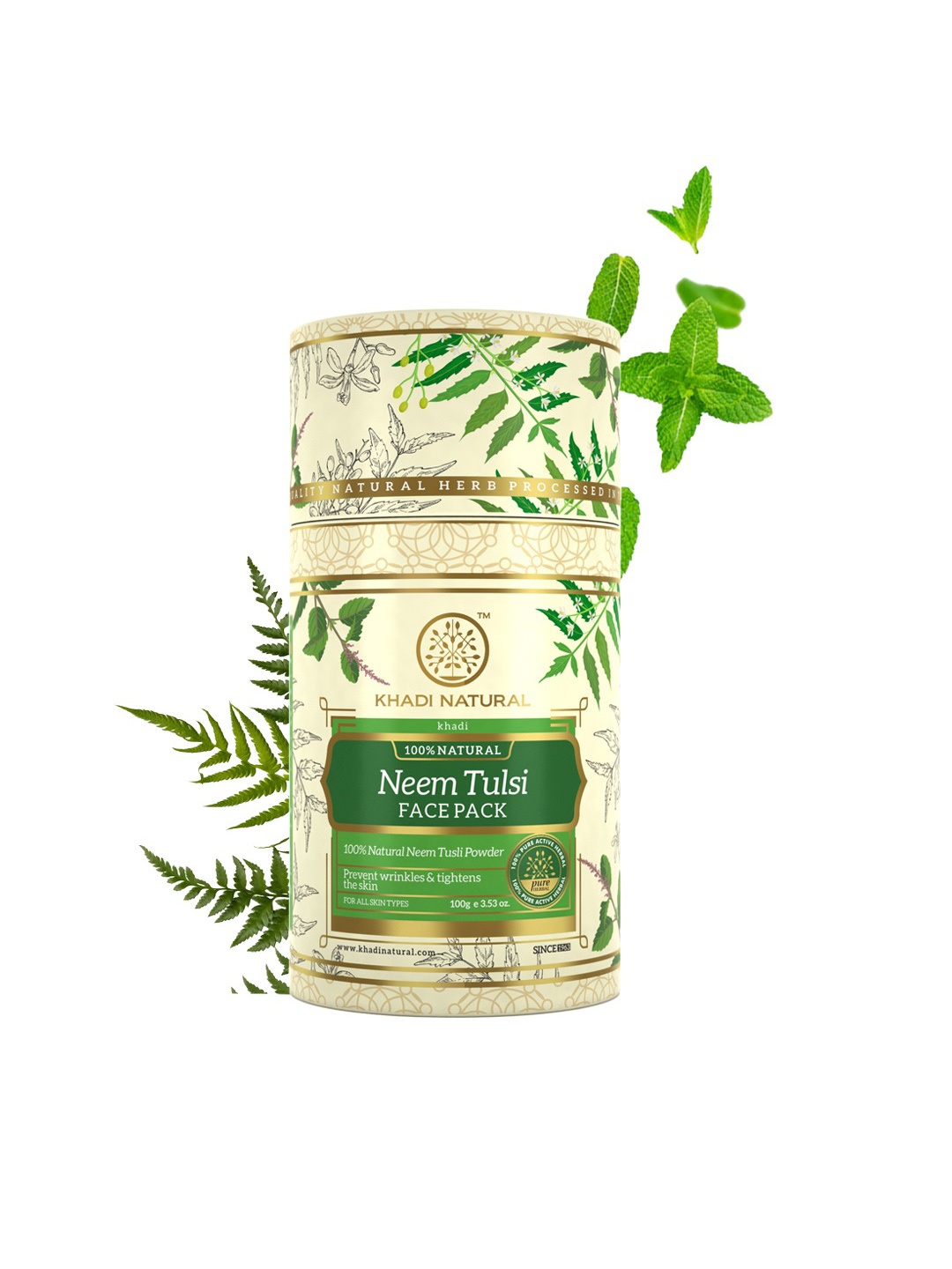 

Khadi Natural Neem Tulsi Face Pack - Heals Blackheads & Acne - Prevents Wrinkles - 100g, Green