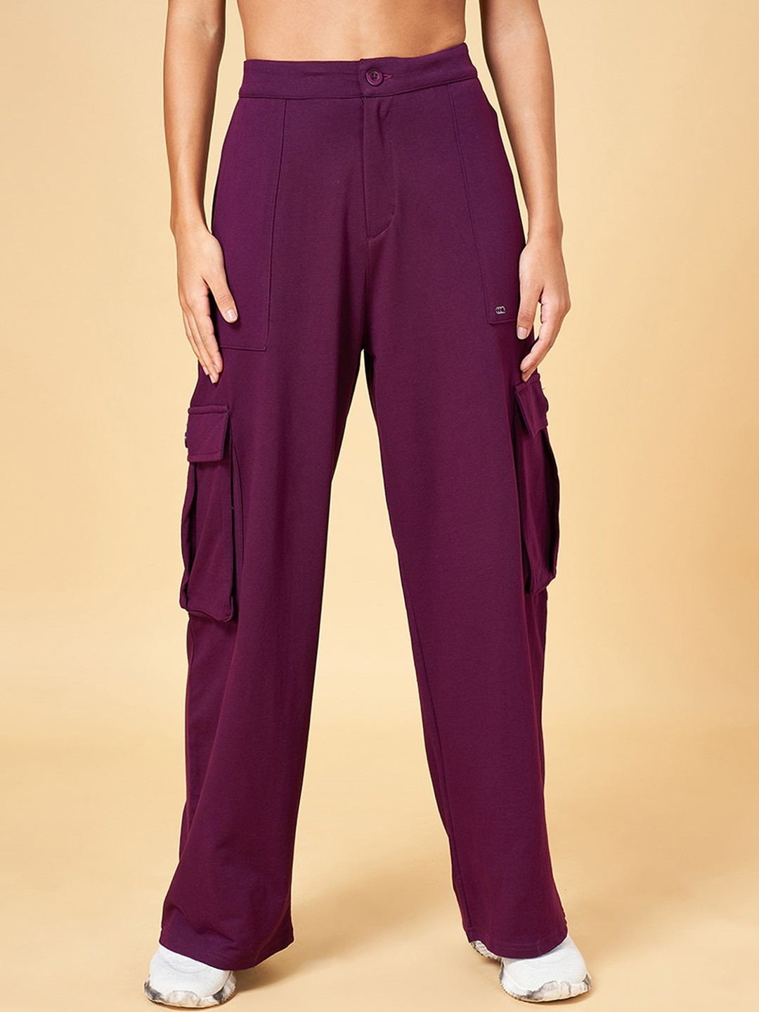 

Ajile by Pantaloons Women Relaxed-Fit Cotton Track Pants, Purple