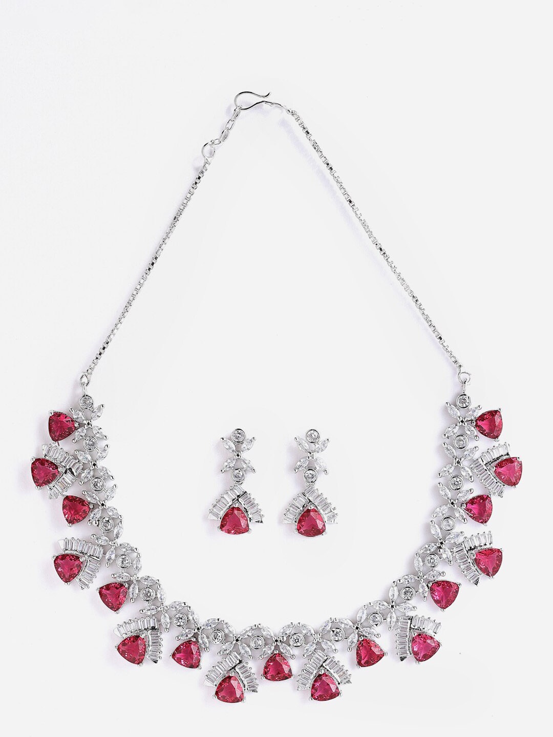 

Anouk Rhodium-Plated AD-Studded Necklace & Earrings, Silver