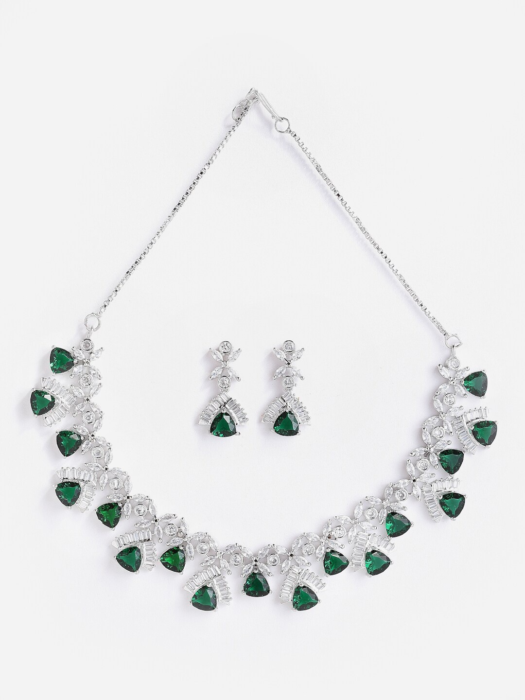 

Anouk Rhodium-Plated AD-Studded Necklace & Earrings, Silver