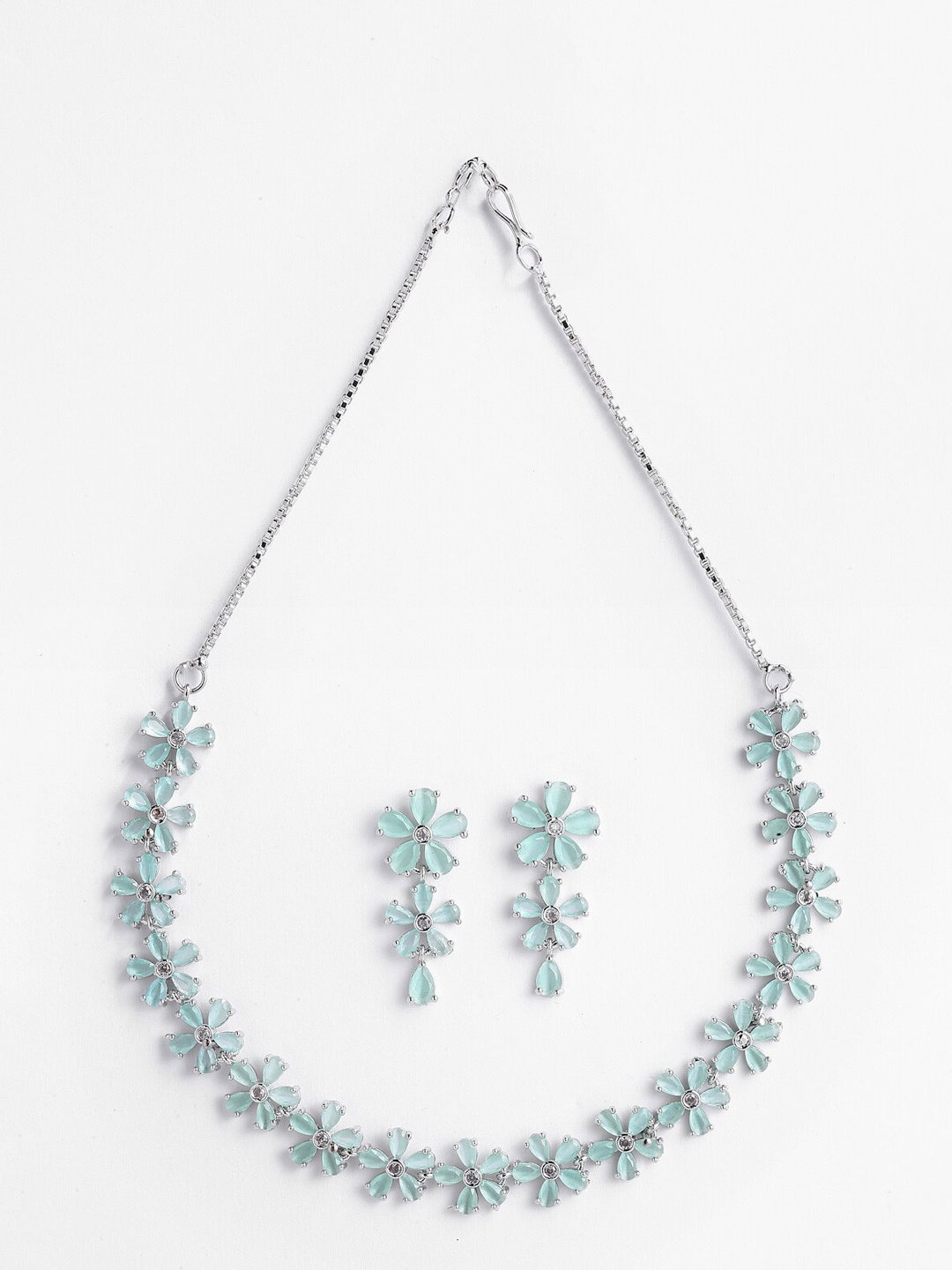 

Anouk Rhodium-Plated AD-Studded Necklace & Earrings, Silver