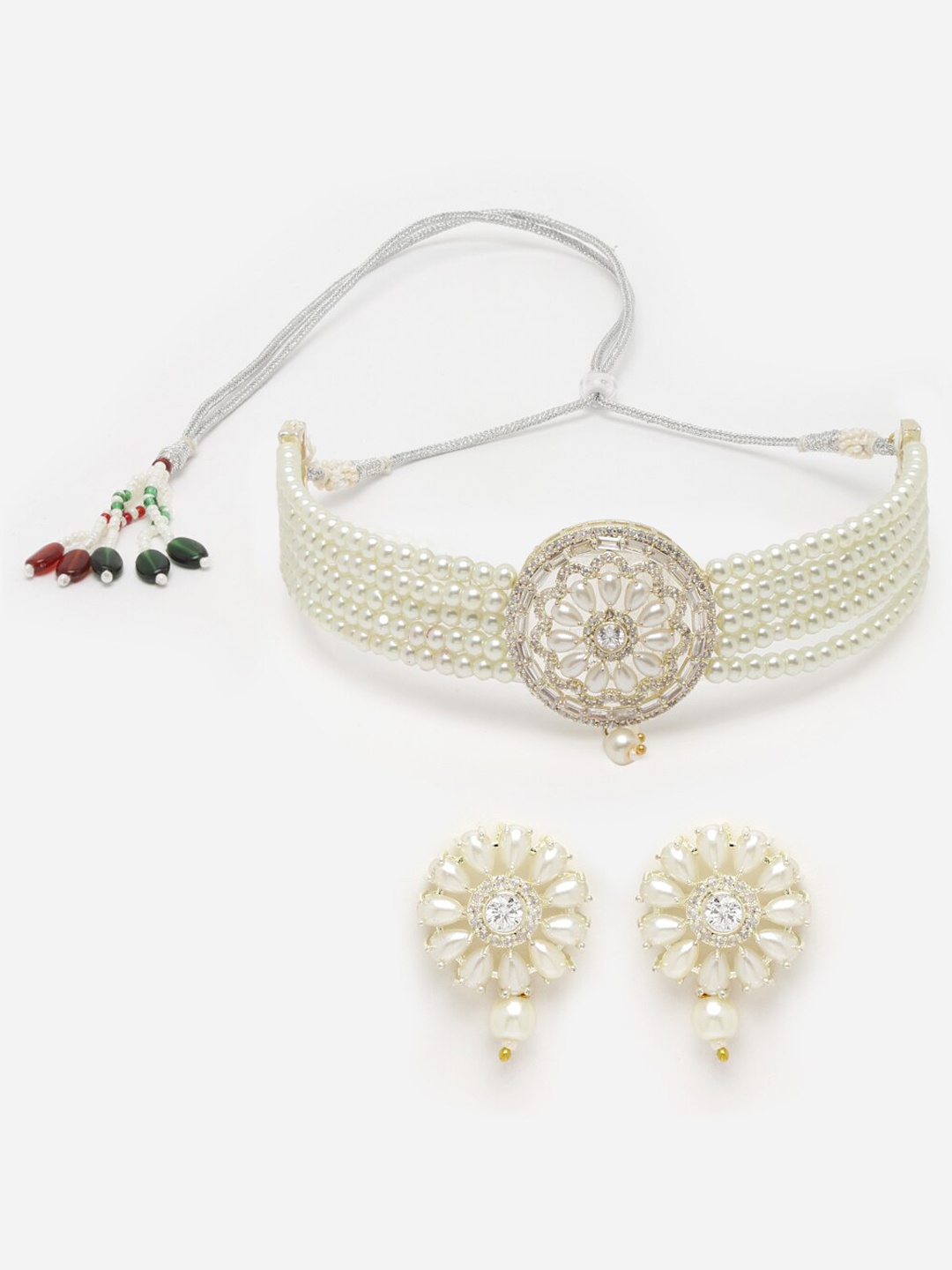 

Anouk Silver-Plated Stone-Studded Necklace & Earrings