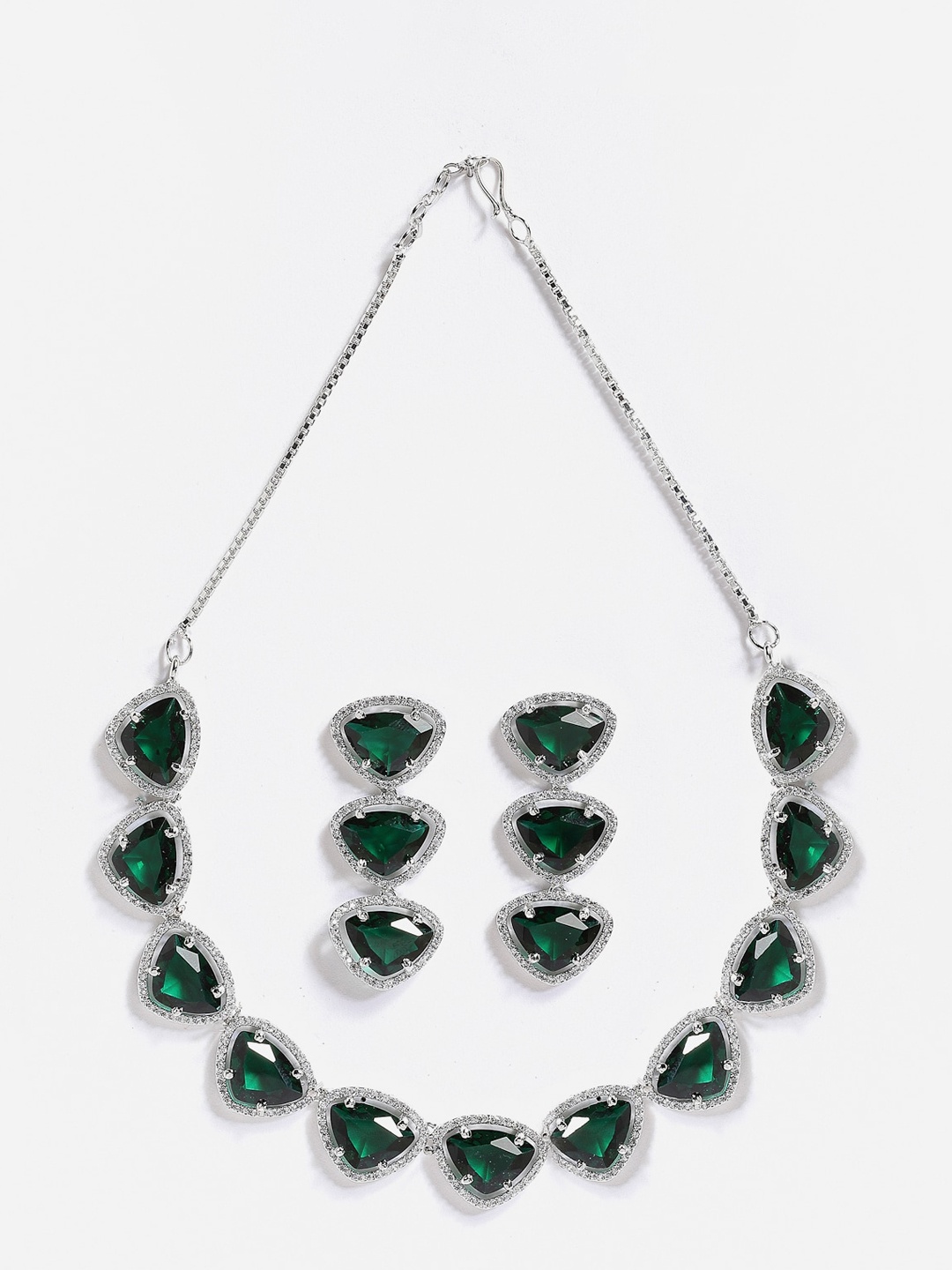 

Anouk Rhodium-Plated AD-Studded Necklace & Earrings, Silver