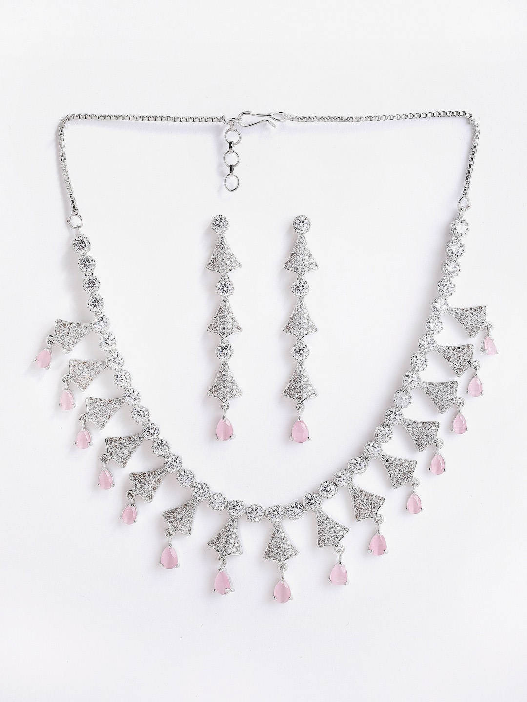 

Anouk Rhodium-Plated AD-Studded Necklace & Earrings, Silver