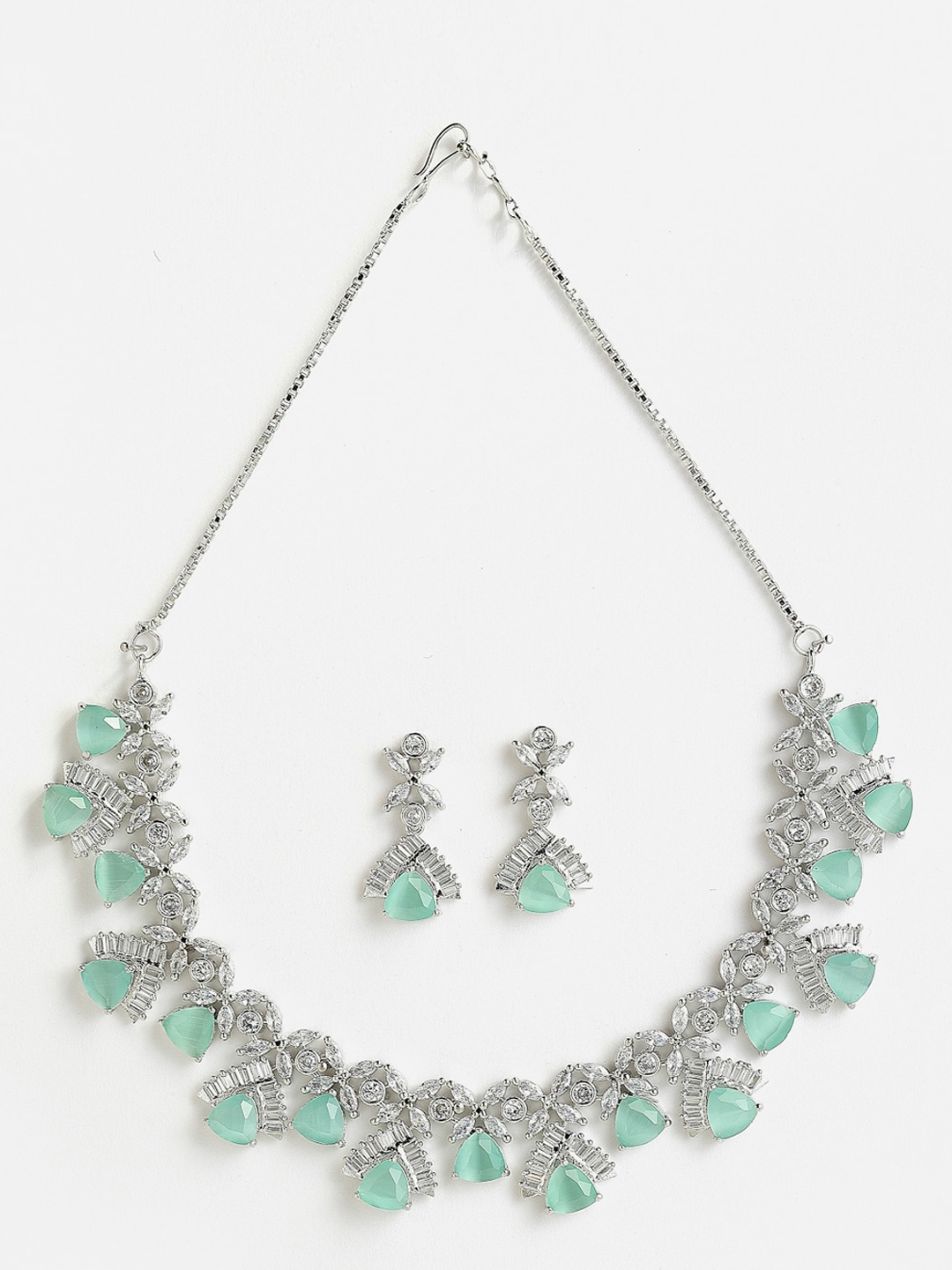 

Anouk Rhodium-Plated AD-Studded Necklace & Earrings, Silver