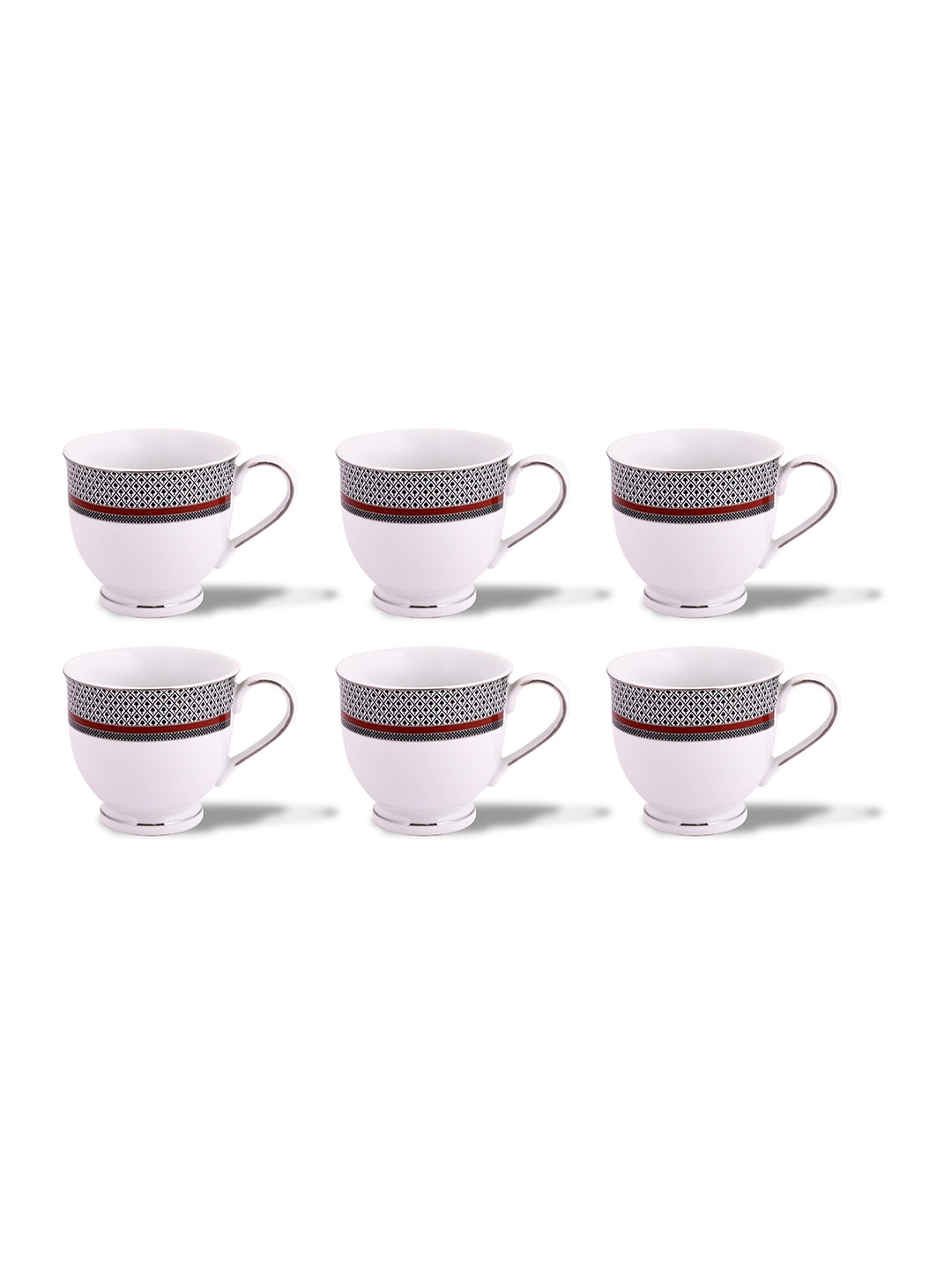 

Hitkari White & Black 12 Pieces Printed Porcelain Glossy Cups and Saucers - 150 ML Each