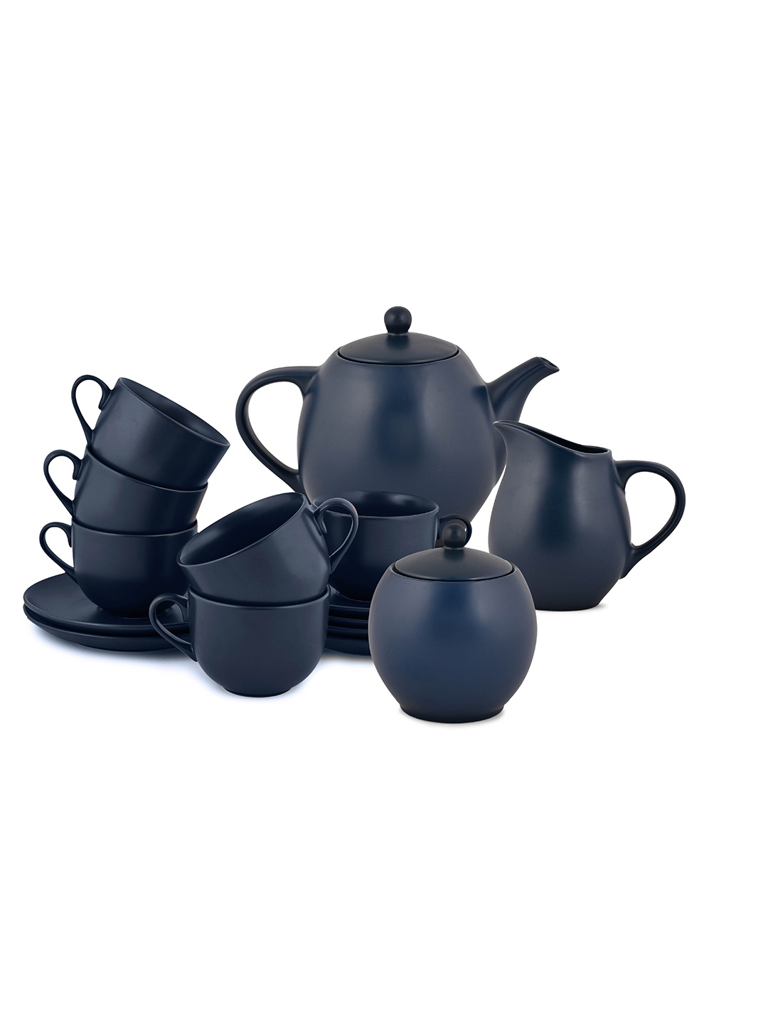 

Hitkari Navy Blue 17 Pieces Porcelain Matte Kettle Set