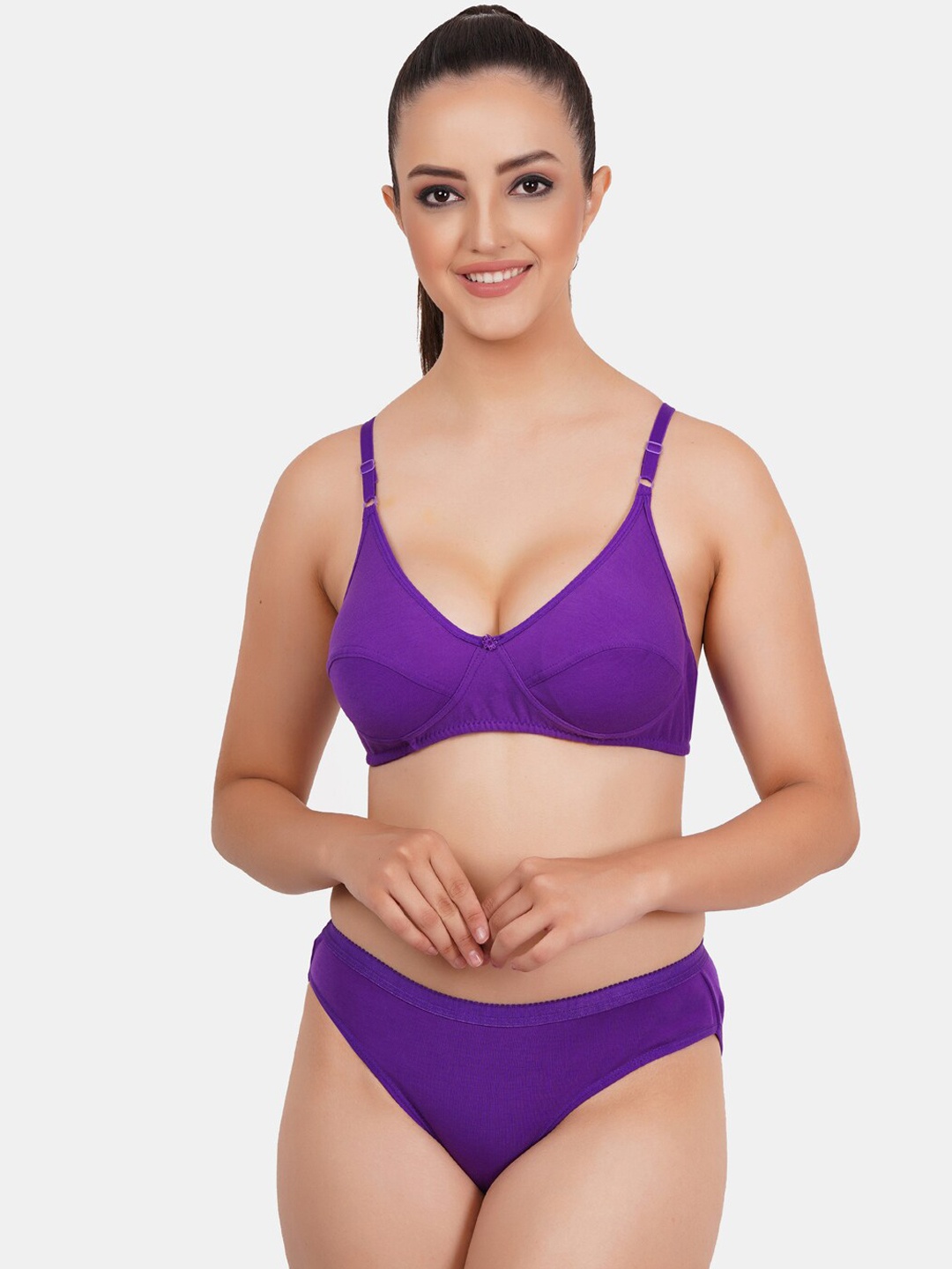 

Fleurt Non-Padded Lingerie Set, Purple