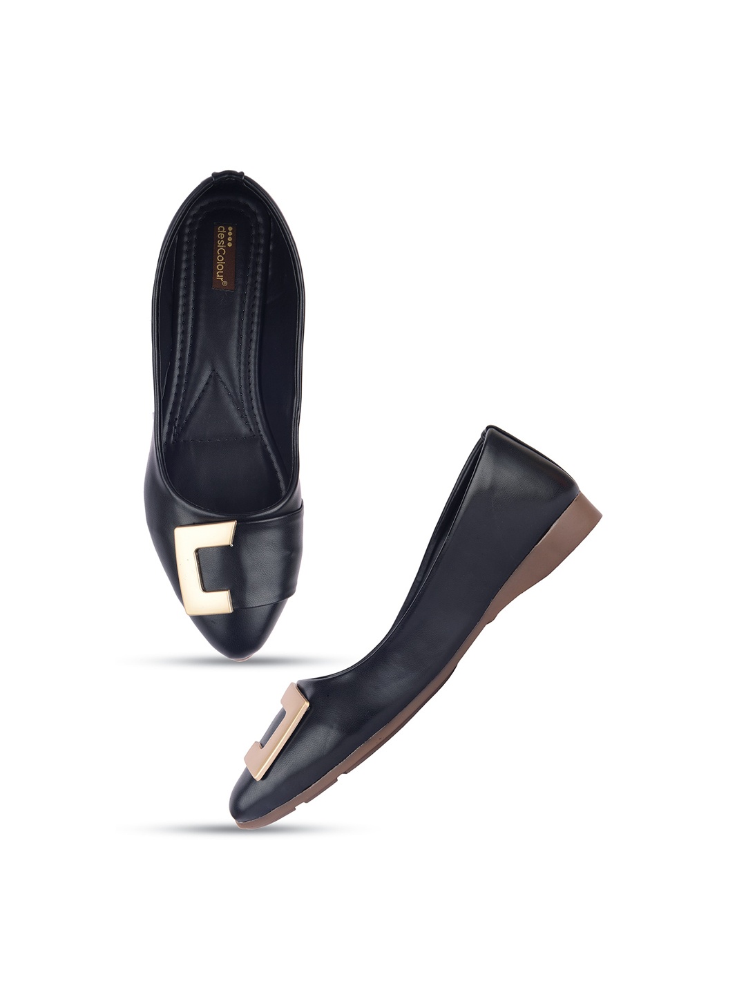 

DESI COLOUR Embellished Pointed Toe Ballerinas, Black