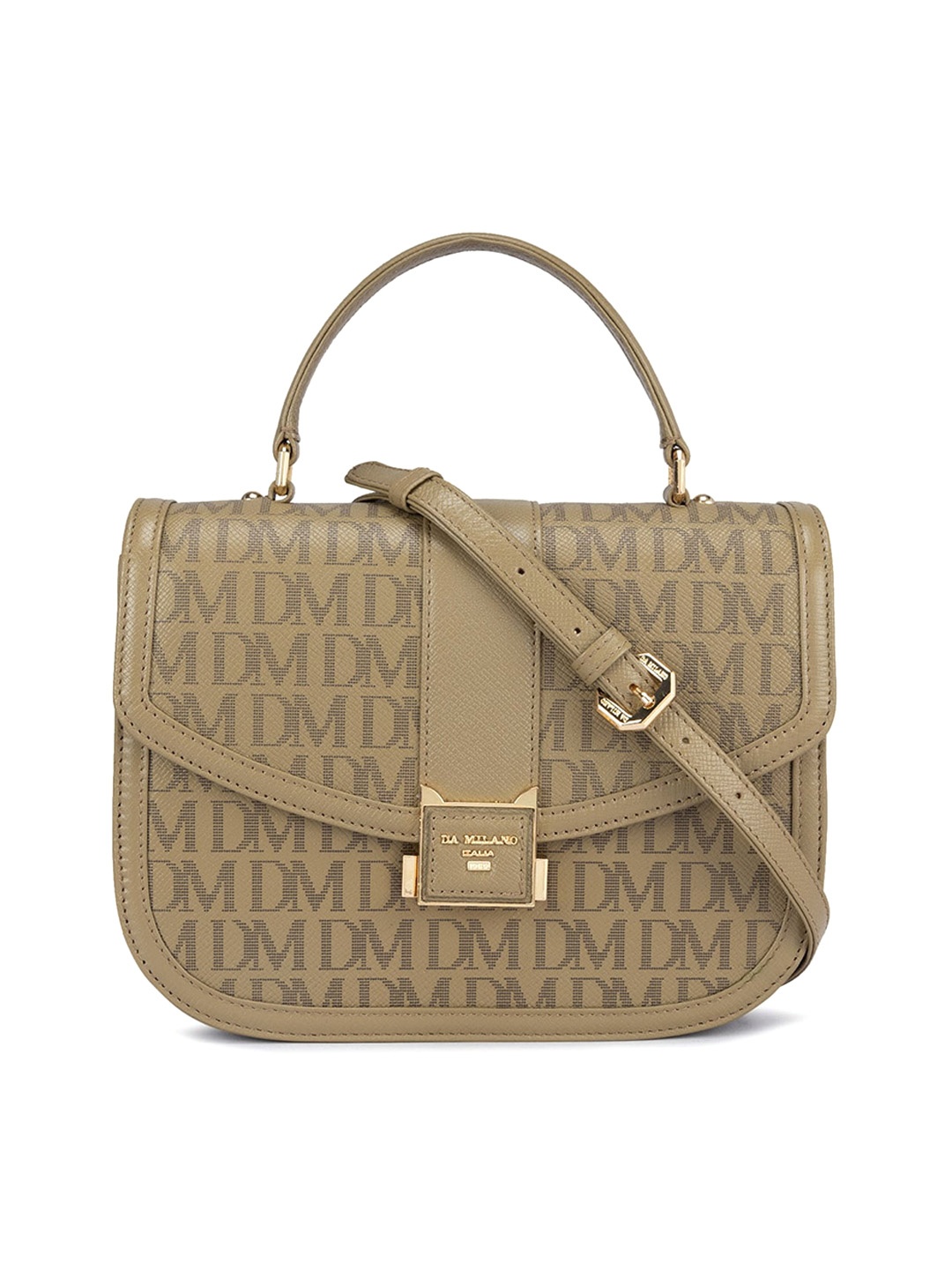 

Da Milano Textured Leather Structured Satchel, Green