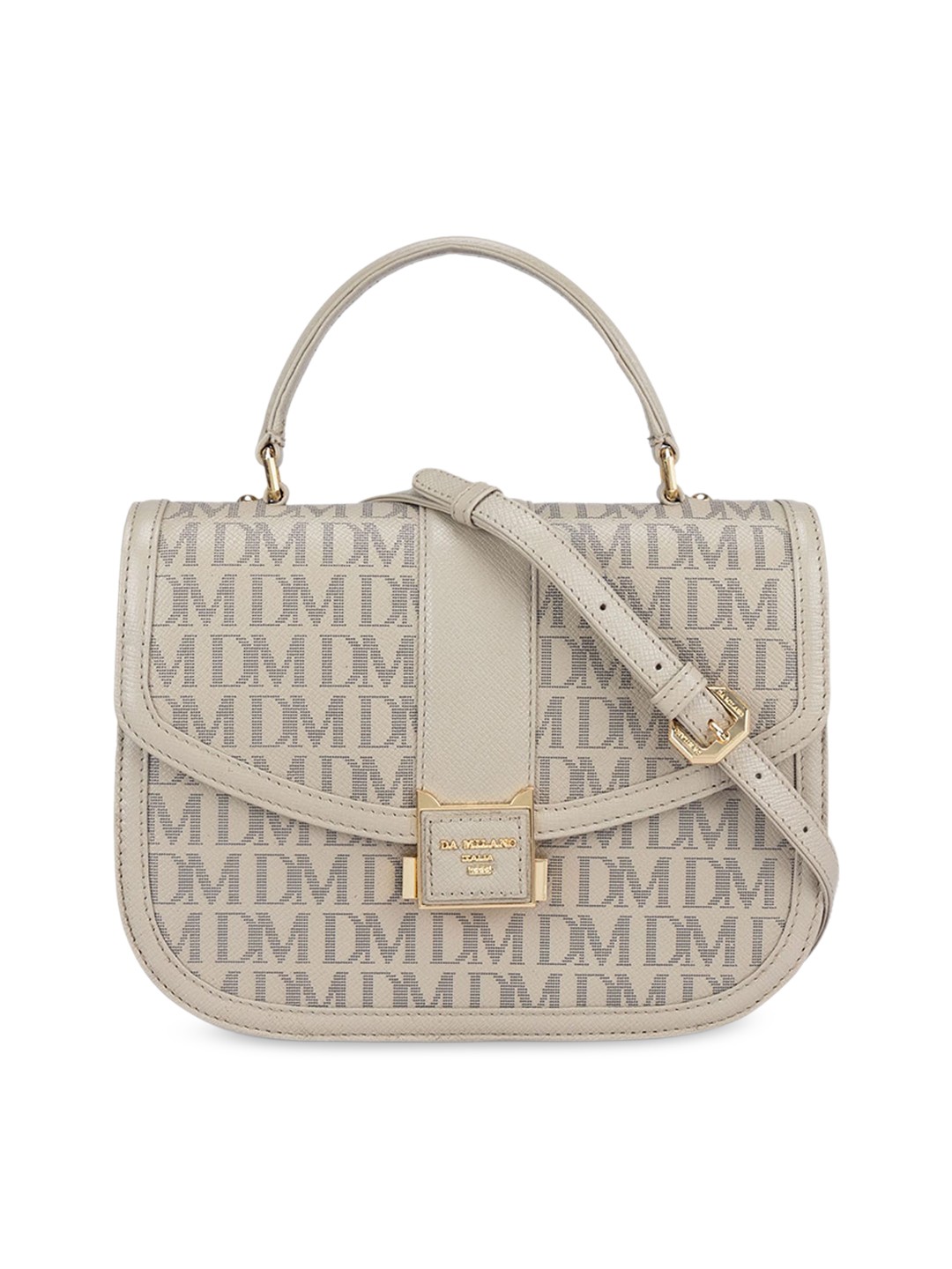 

Da Milano Textured Leather Structured Satchel, Brown