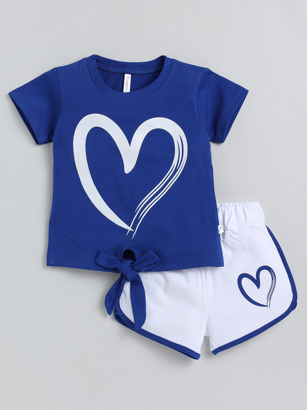 

Toonyport Girls Graphic Printed Pure Cotton T-shirt with Shorts, Blue