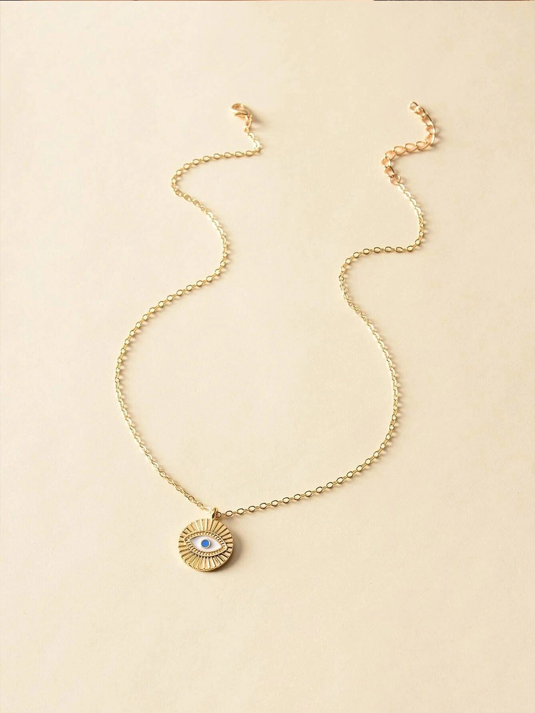 

Pinapes Gold-Plated Evil Eye Pendant With Chain