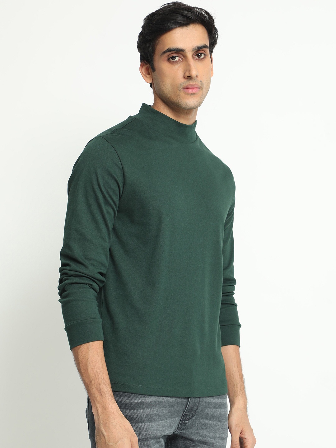 

RARE RABBIT Men Mania High Neck Sweatshirt, Green