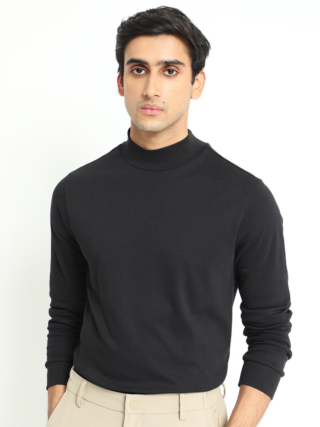 

RARE RABBIT Men Mania Mock Collar Sweatshirt, Black