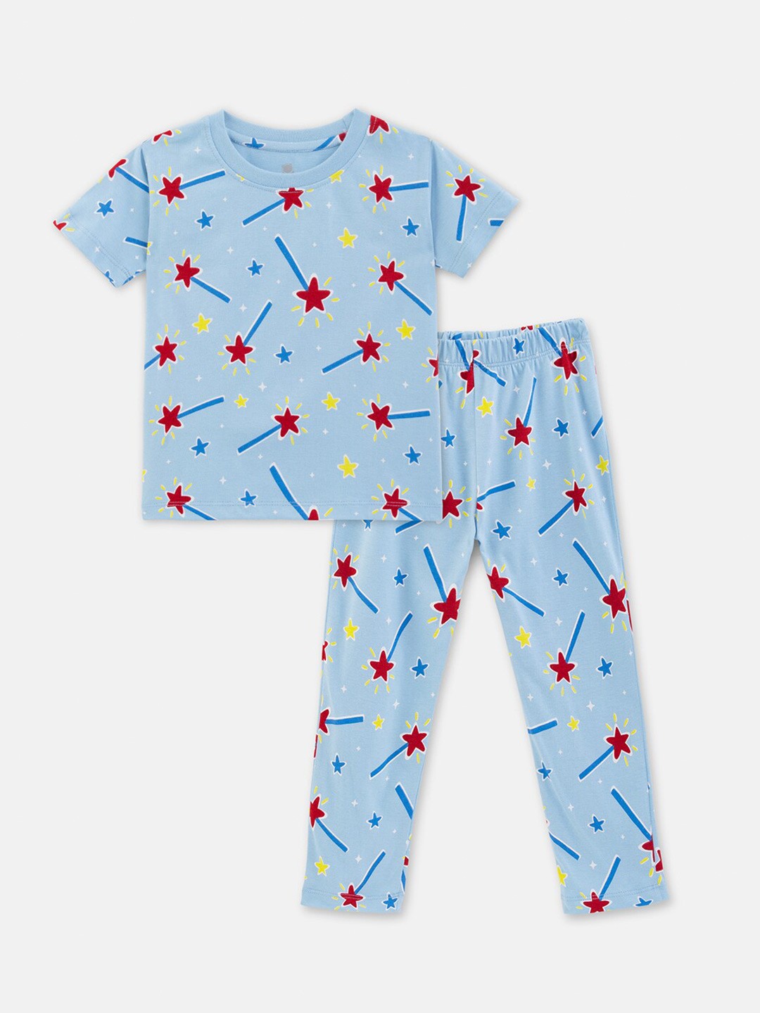 

Cuddles for Cubs Unisex Kids Printed T-shirt with Pyjamas, Blue