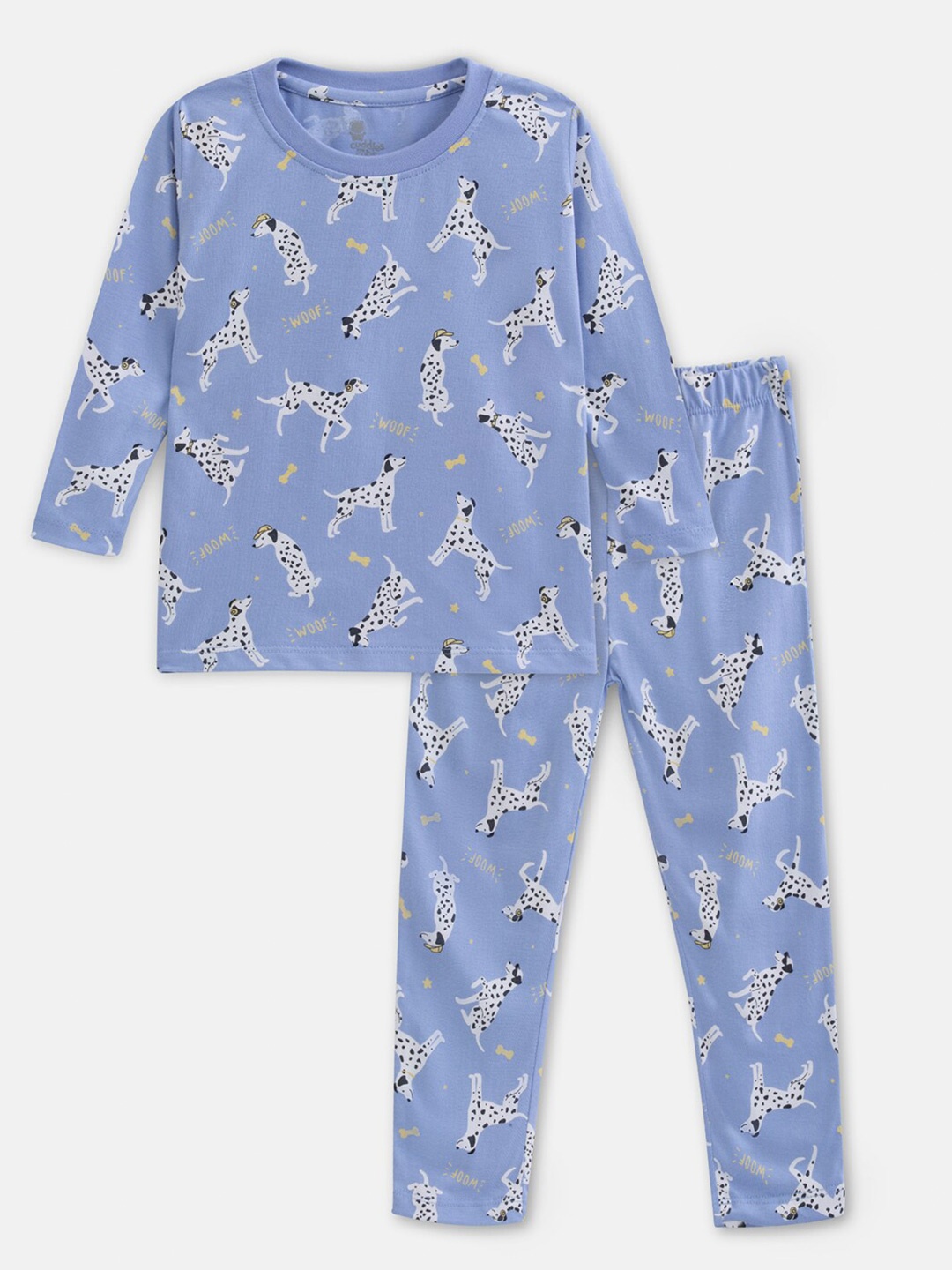 

Cuddles for Cubs Unisex Kids Printed T-shirt with Pyjamas, Blue