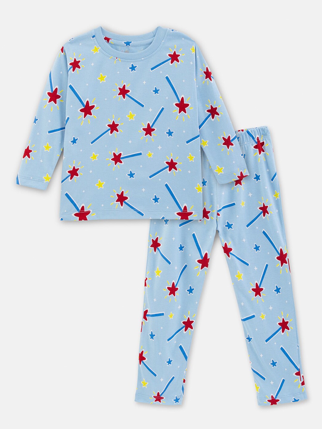 

Cuddles for Cubs Kids Printed T-Shirt With Pyjamas, Blue