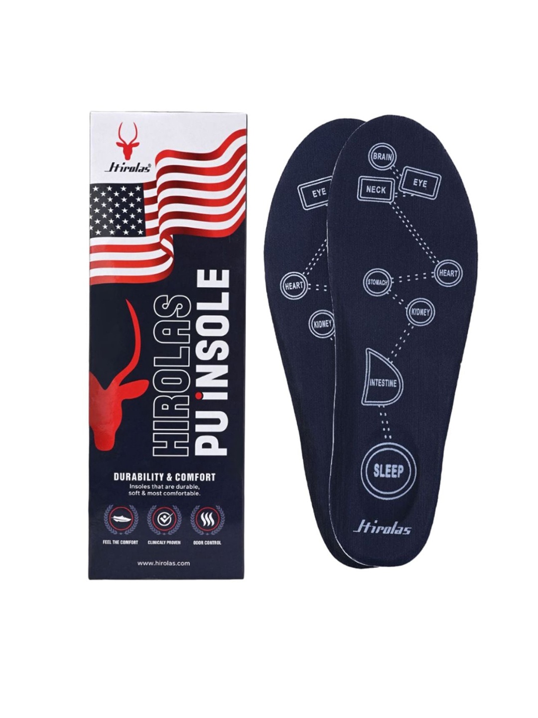 

HIROLAS HIROLAS Printed Super Soft PU Insole Shoes Foam For Feet Relief, Blue