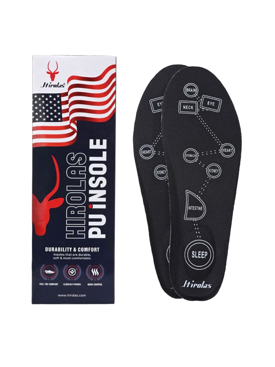 

HIROLAS Printed Super Soft PU Insole Shoes Foam For Feet Relief, Black