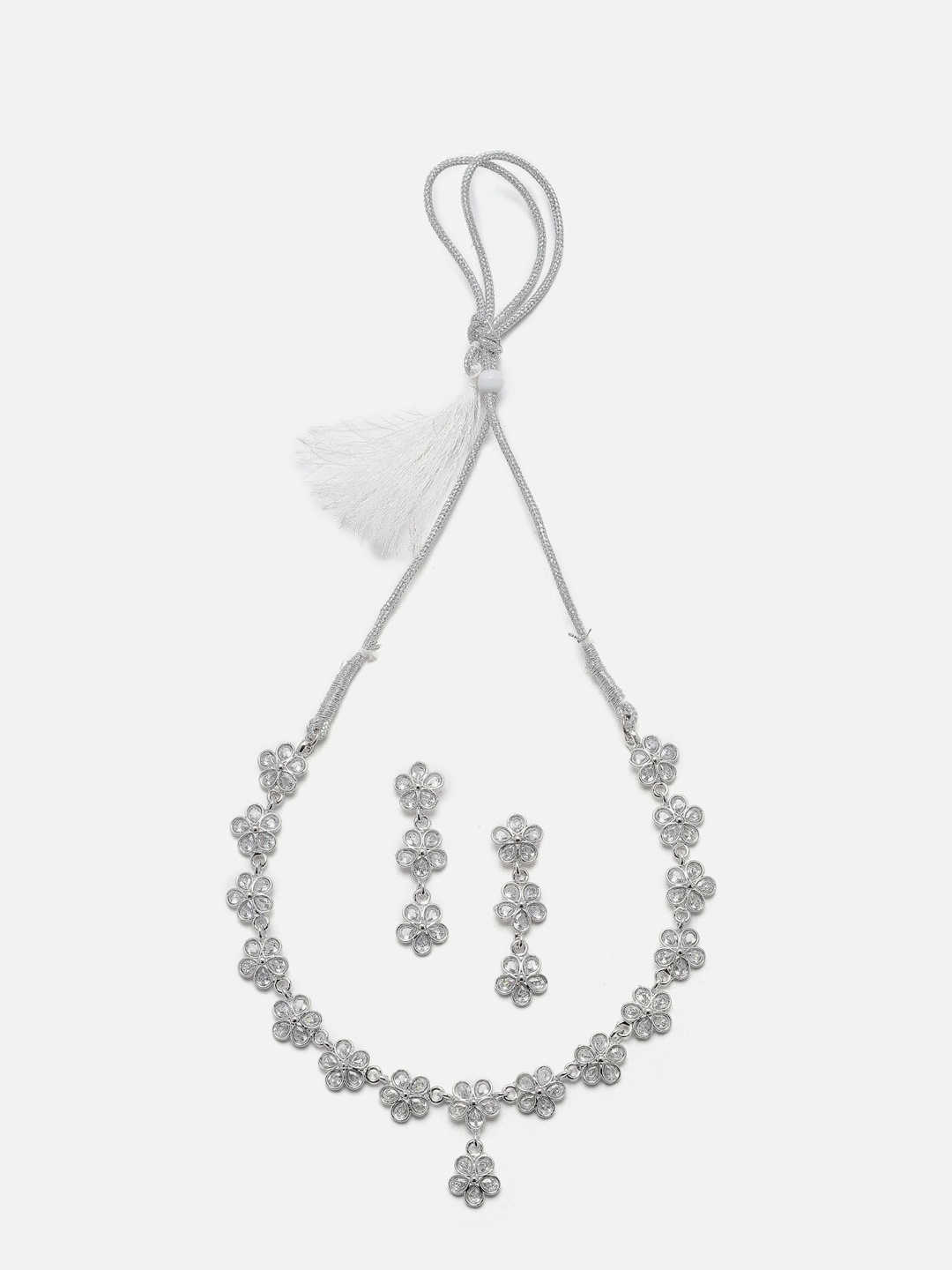 

Anouk Silver-Plated American Diamond Studded Necklace & Earrings