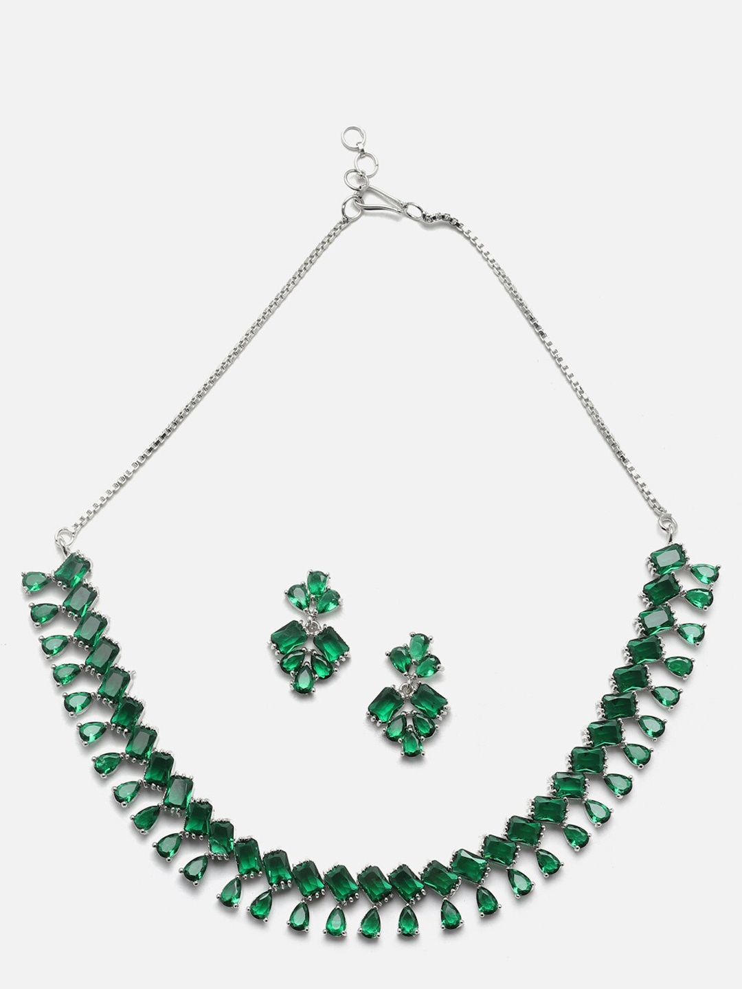 

Anouk Rhodium-Plated AD-Studded Necklace & Earrings, Silver