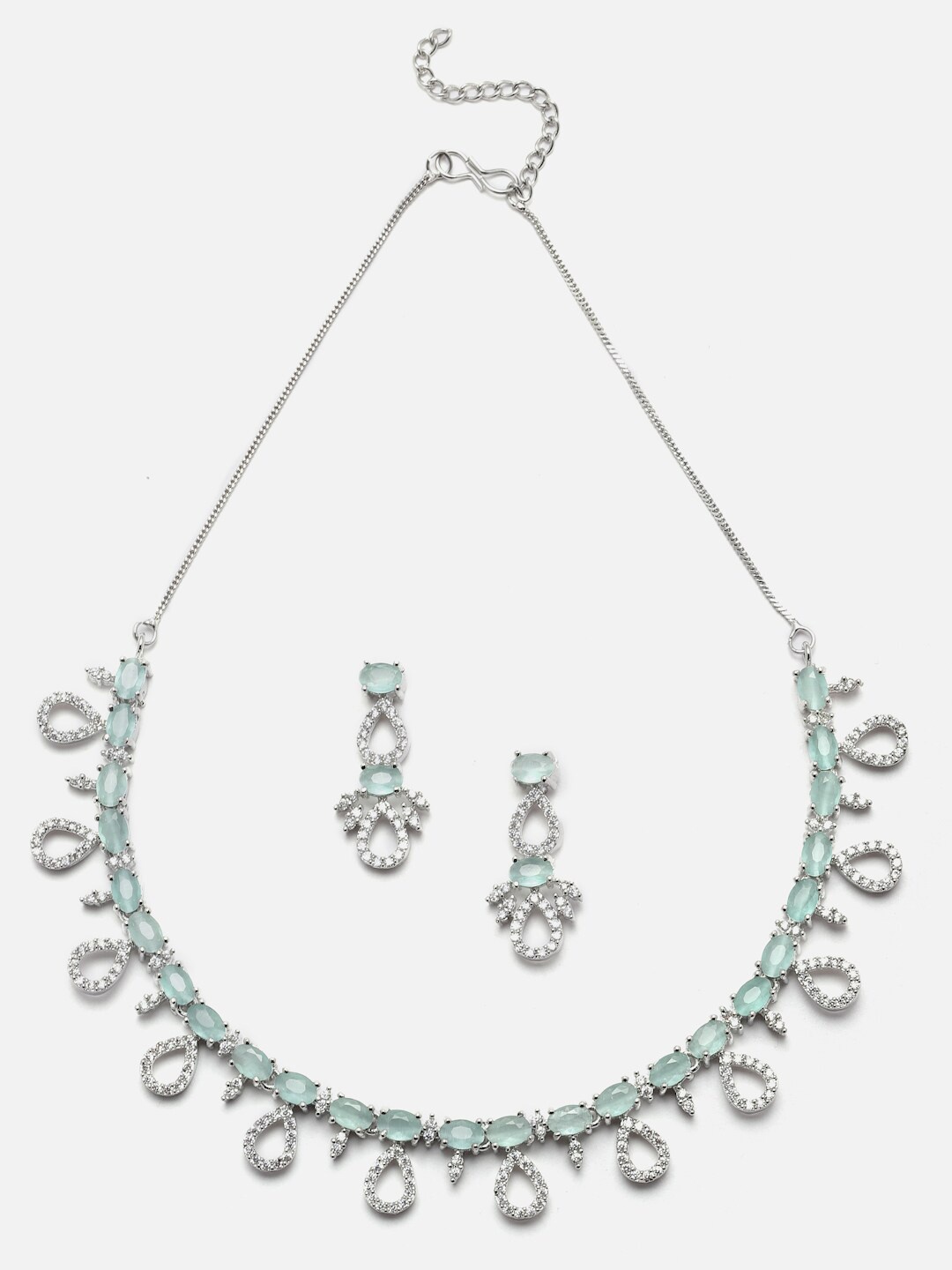 

Anouk Rhodium-Plated AD-Studded Necklace & Earrings, Silver