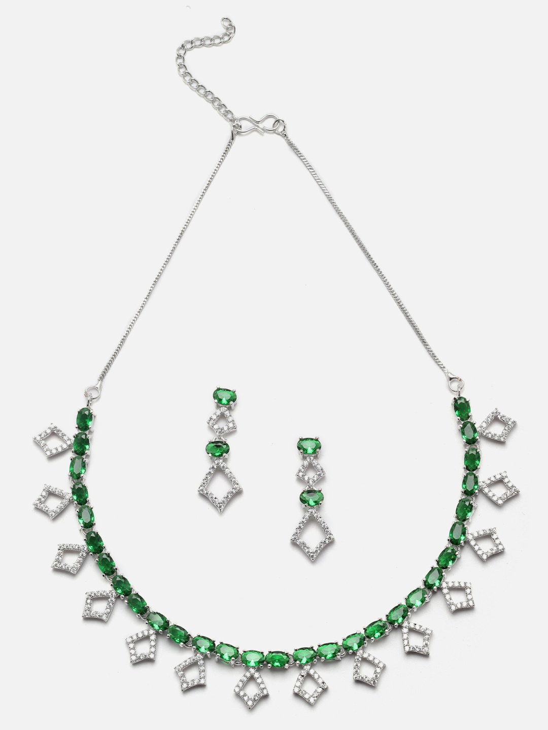 

Anouk Rhodium-Plated AD-Studded Necklace & Earrings, Silver