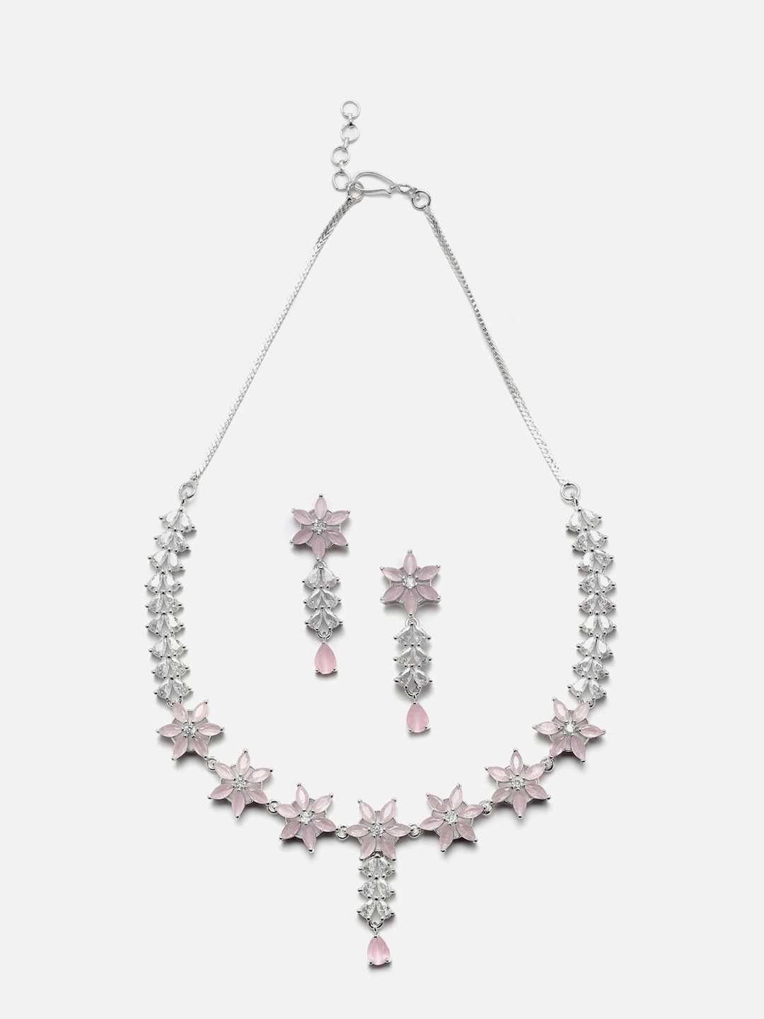 

Anouk Rhodium-Plated AD-Studded Necklace & Earrings, Silver