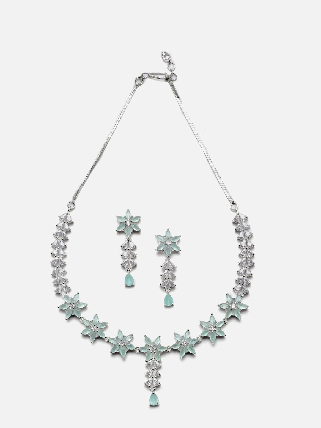 

Anouk Rhodium-Plated American Diamond Studded Necklace & Earrings, Silver