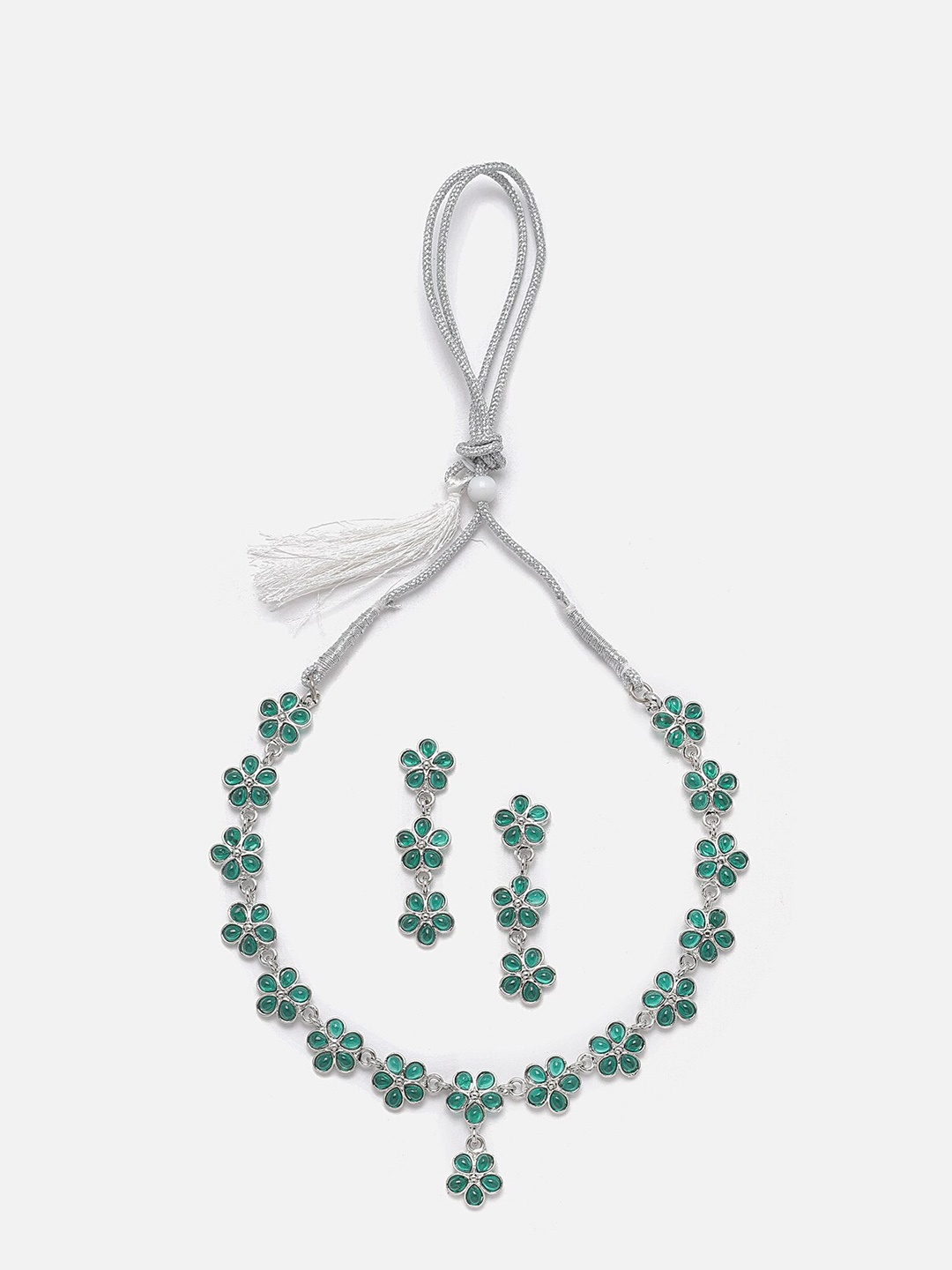 

Anouk Silver-Plated AD-Studded Oxidized Necklace & Earrings