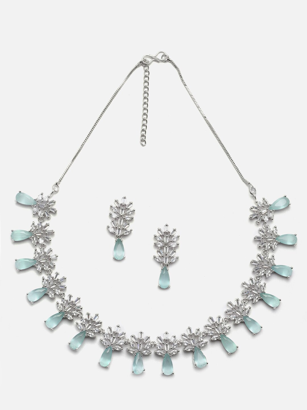 

Anouk Rhodium-Plated AD-Studded Necklace Necklace & Earrings, Silver