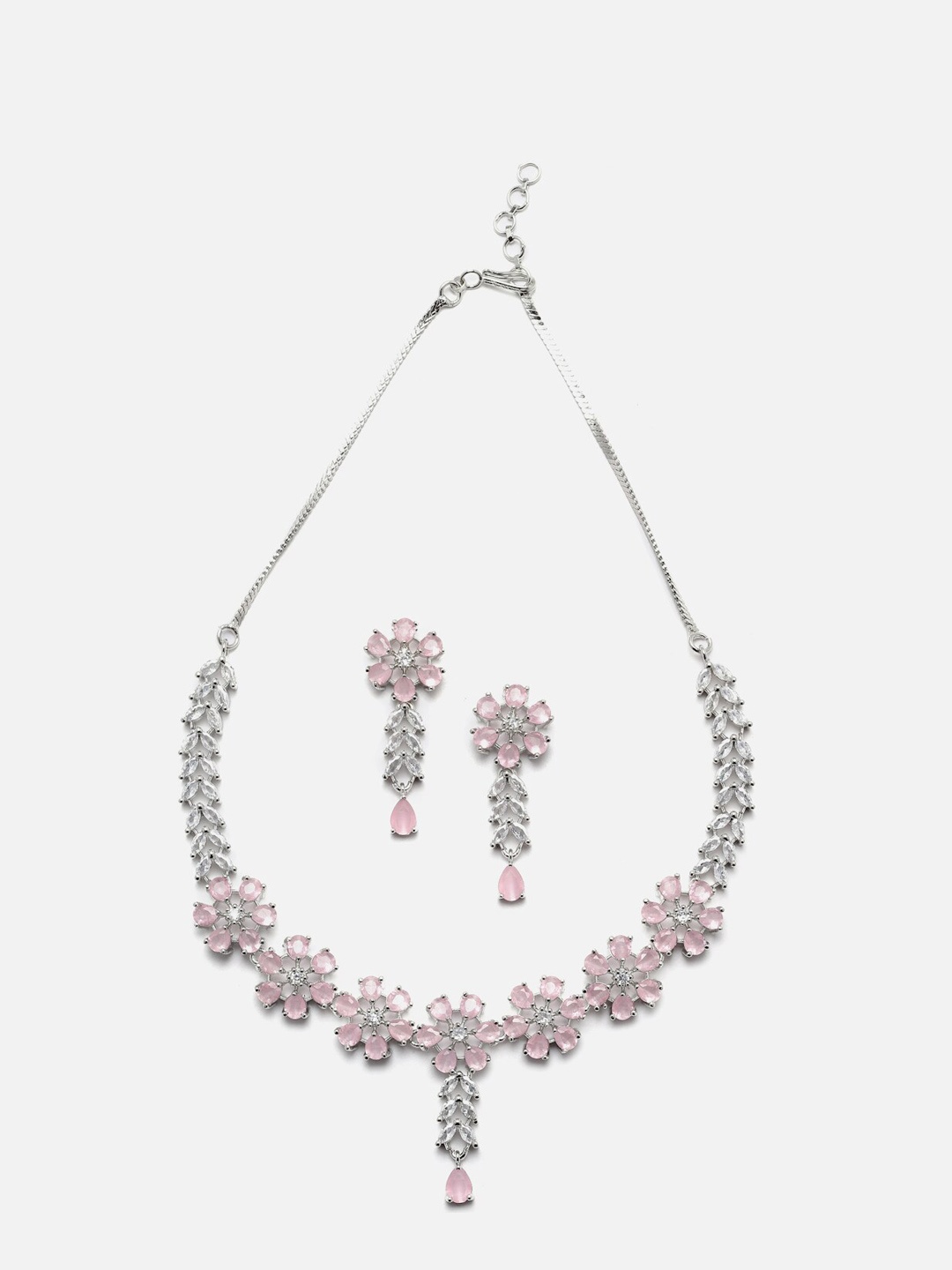 

Anouk Rhodium-Plated American Diamond Studded Necklace & Earrings, Silver