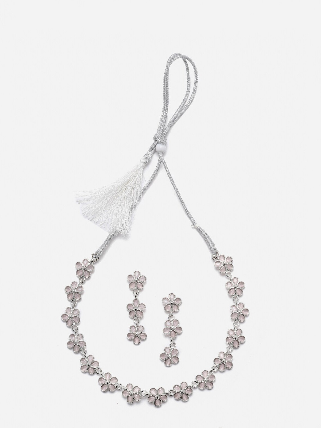 

Anouk Silver-Plated AD-Studded Oxidised Necklace & Earrings