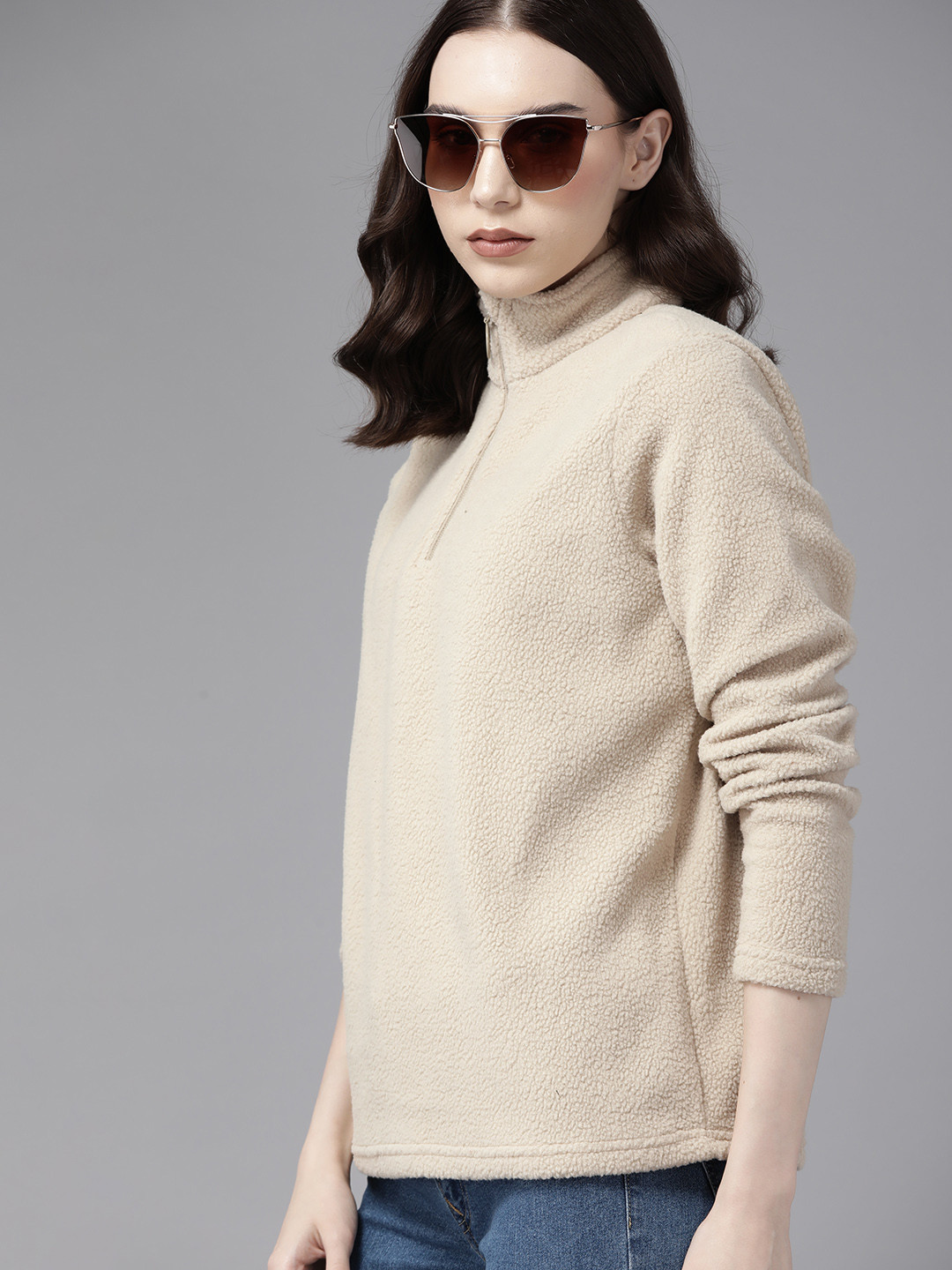 

Roadster Women Solid Pullover Sweatshirt, Beige