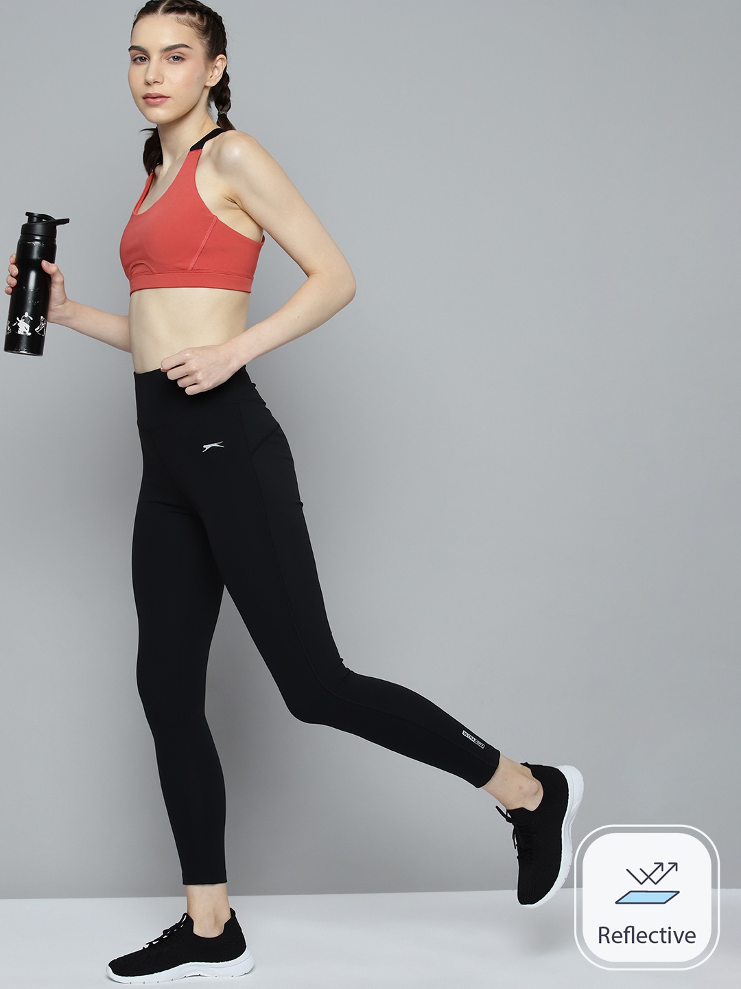 

Slazenger Rapid-Dry Reflective Cropped Sports Tights, Black