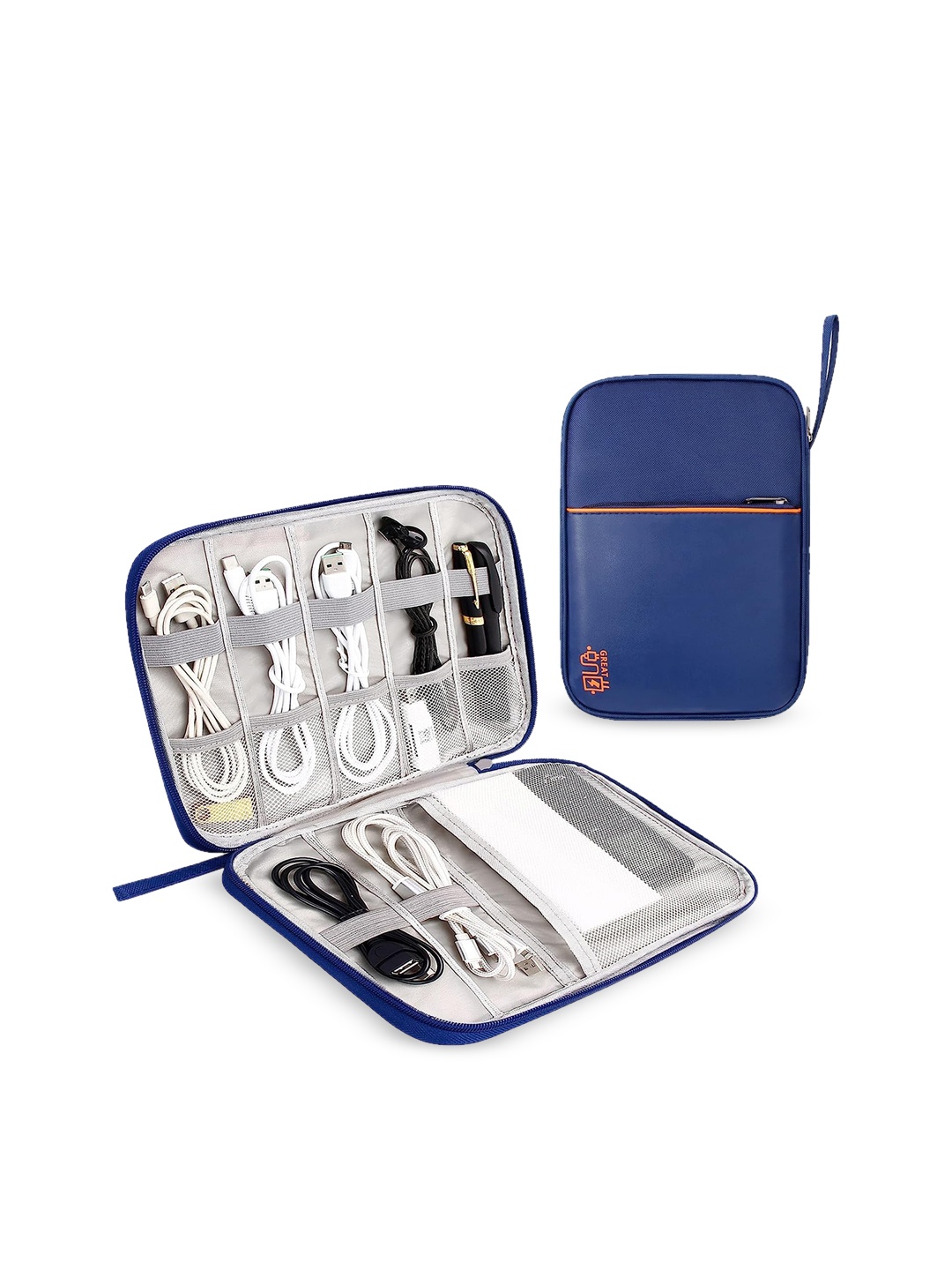 

HOUSE OF QUIRK Blue Waterproof Electronics Travel Organizer, Navy blue