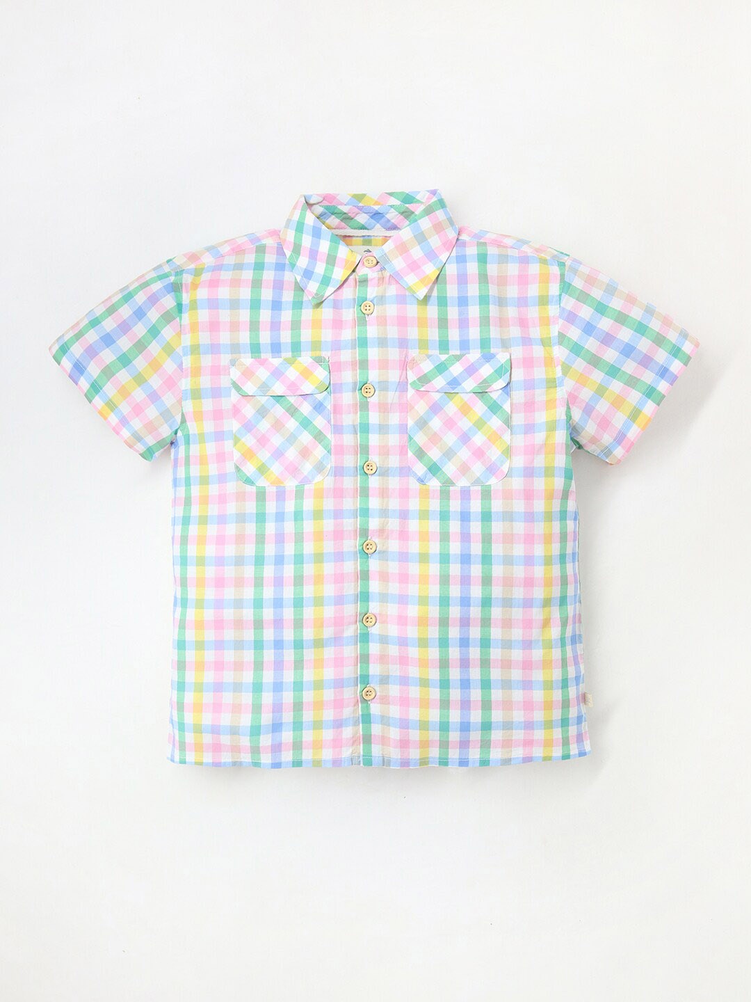 

Cherry Crumble Boys Standard Gingham Checked Pure Cotton Casual Shirt, Pink