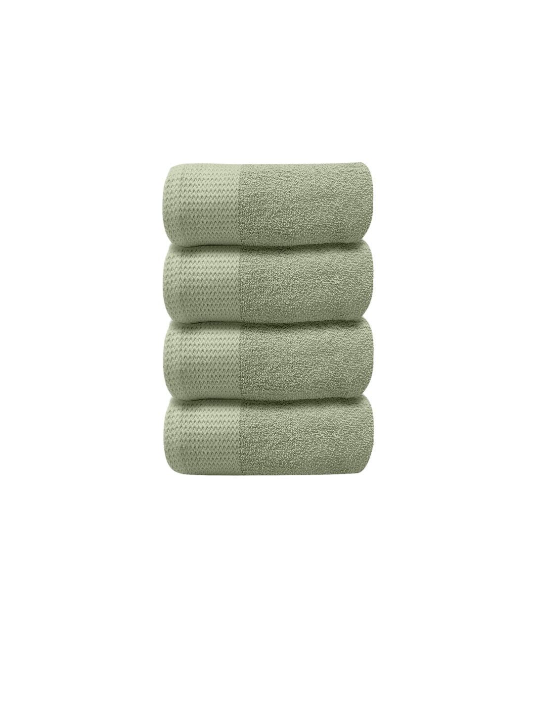 

LABHAM 4-Pcs Green Textured 450 GSM Pure Cotton Hand Towels