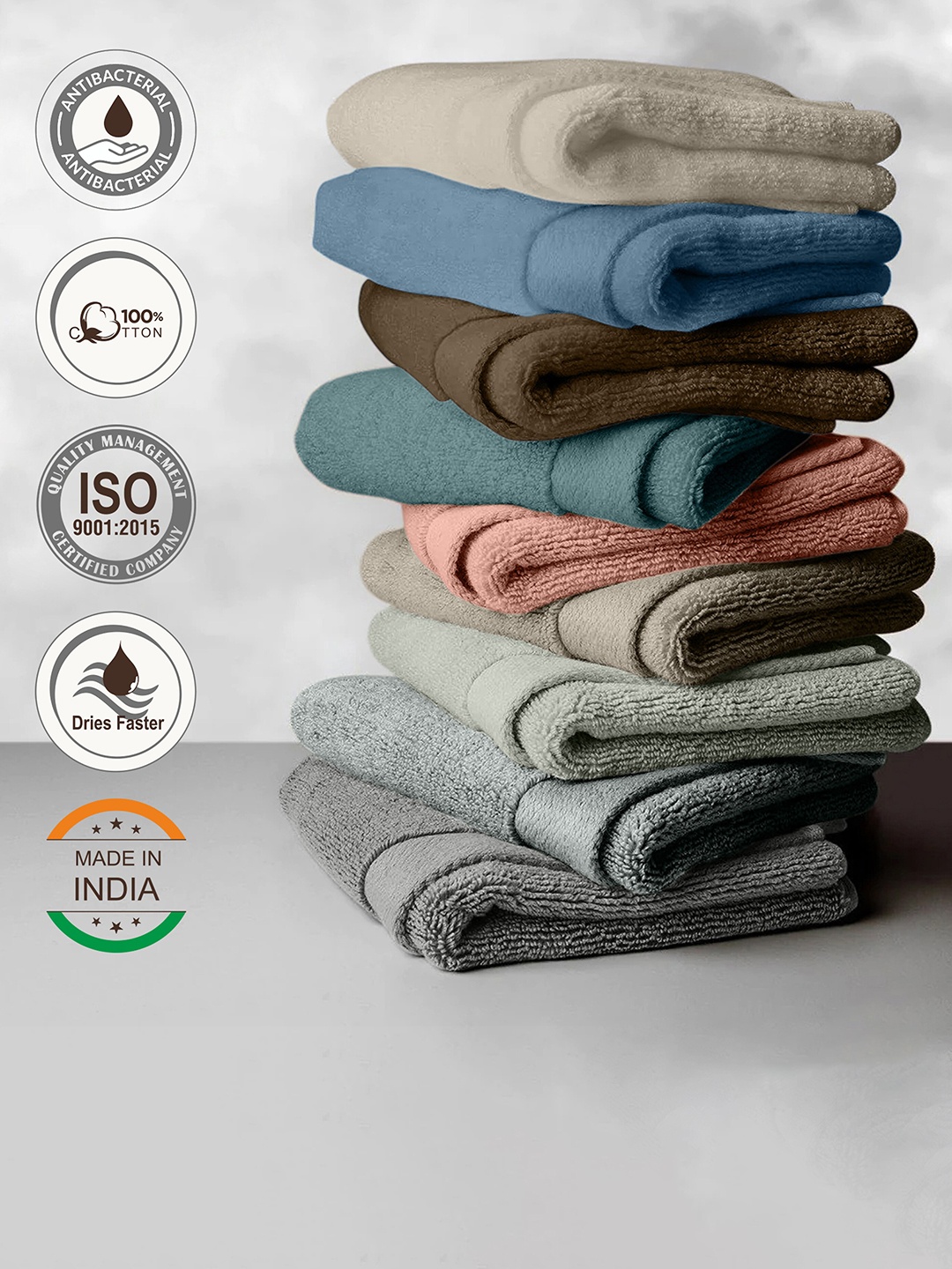 

LABHAM 4 Pcs Brown 450 GSM Pure Cotton Hand Towels