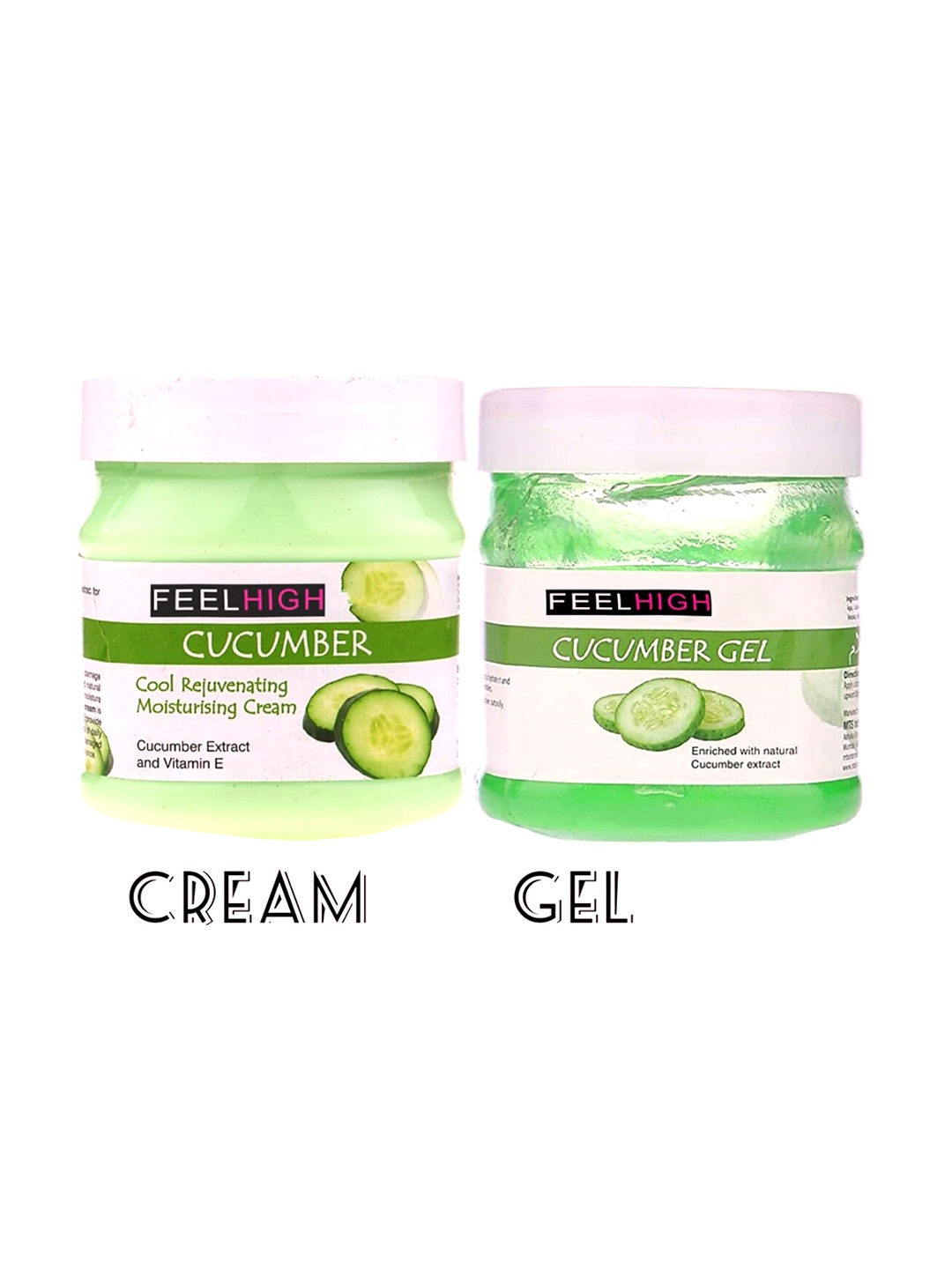 

FEELHIGH Set Of 2 Cucumber Moisturizing Cream & Gel - 500 ml Each, Green