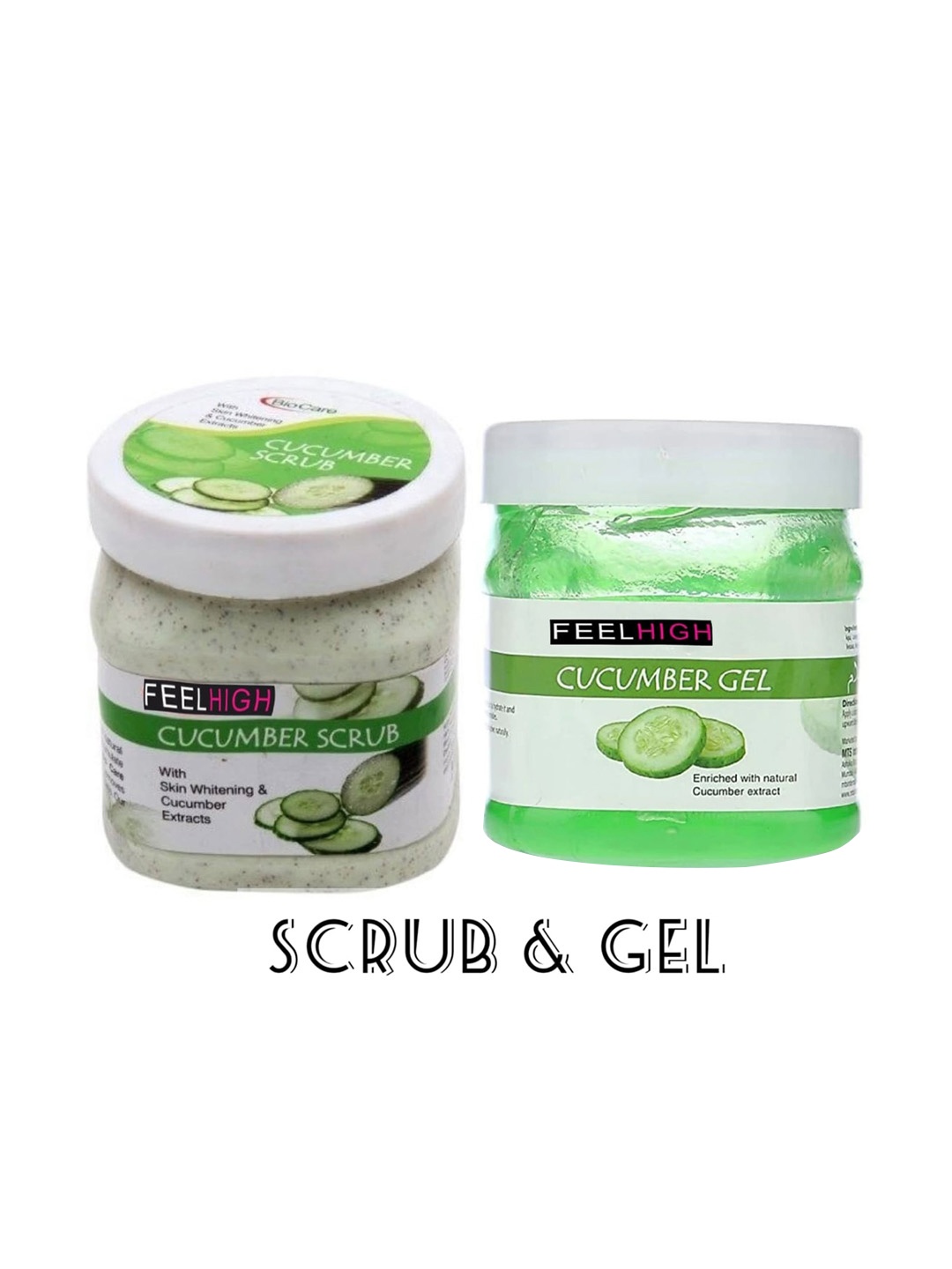 

FEELHIGH Set Of 2 Cucumber Scrub & Gel - 500ml Each, Green