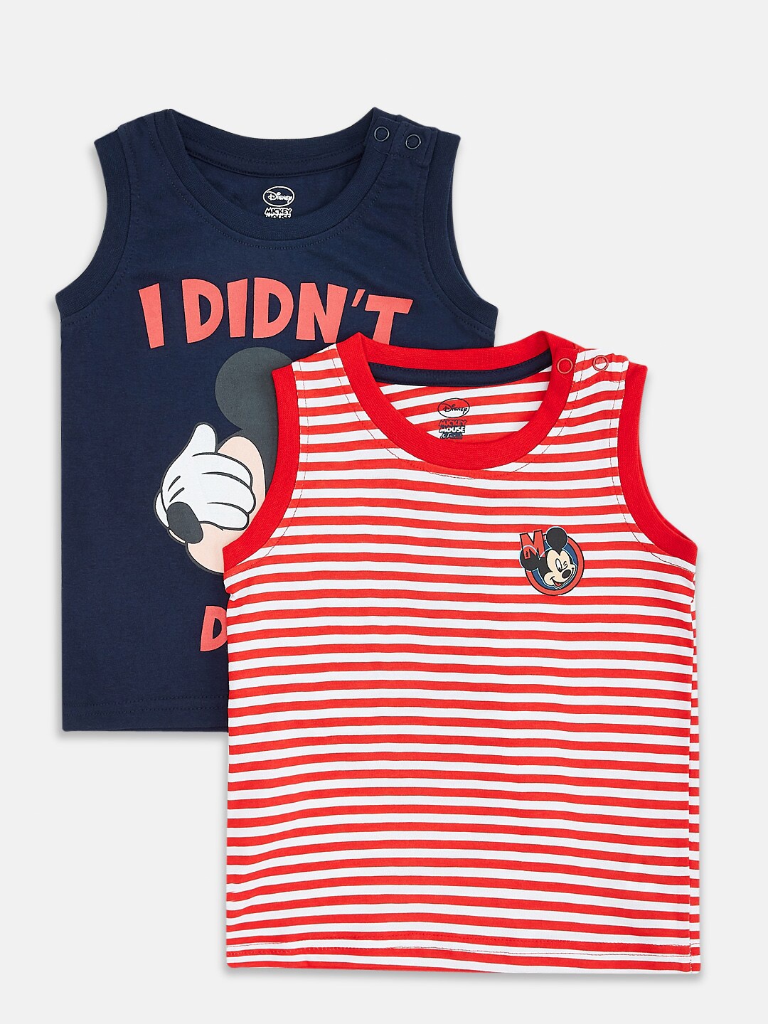 

Pantaloons Baby Infants Boys Pack Of 2 Mickey Mouse Printed Cotton T-shirt, Navy blue
