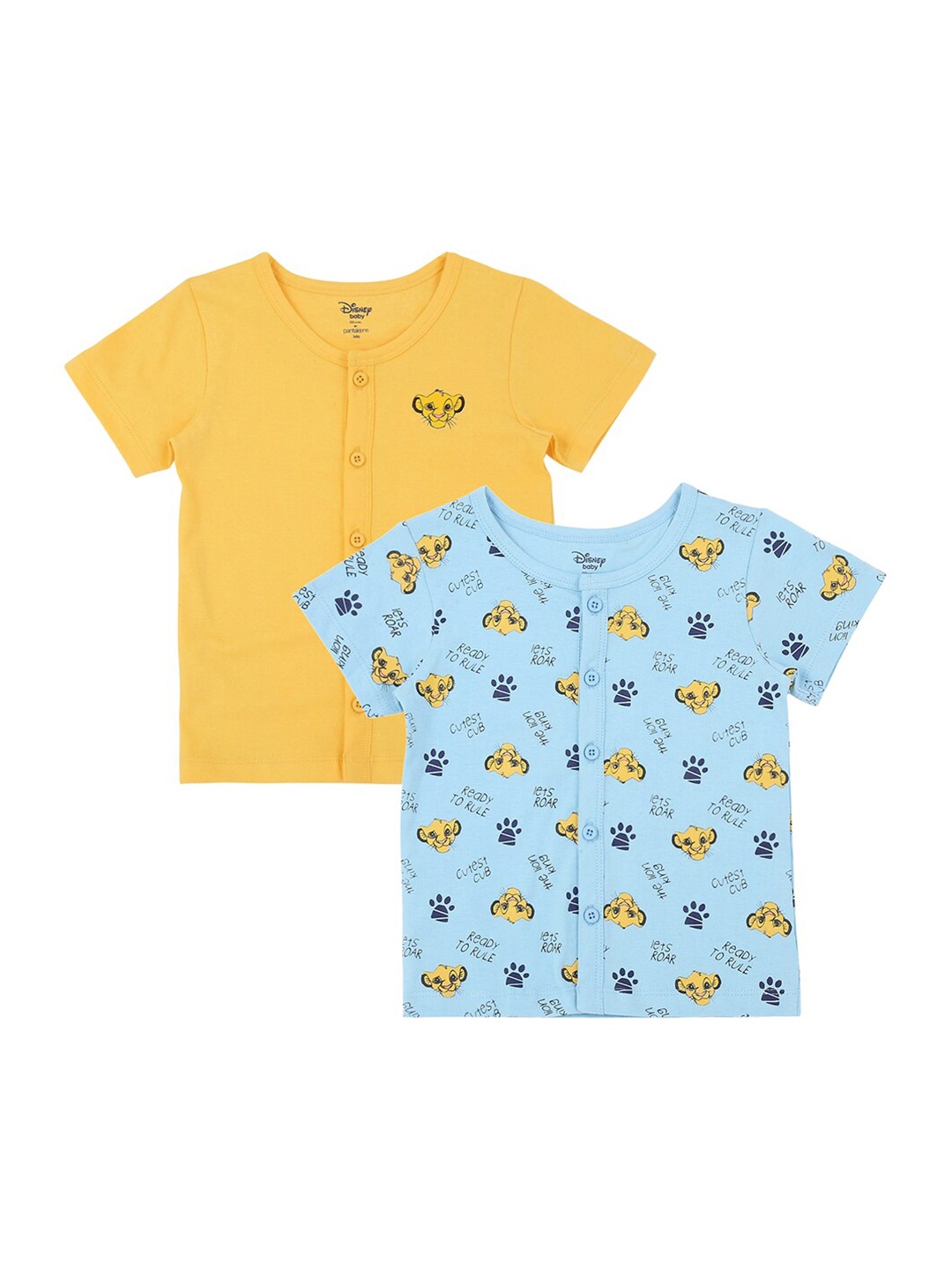 

Pantaloons Baby Boys Yellow 2 Lion King Printed Pockets T-shirt