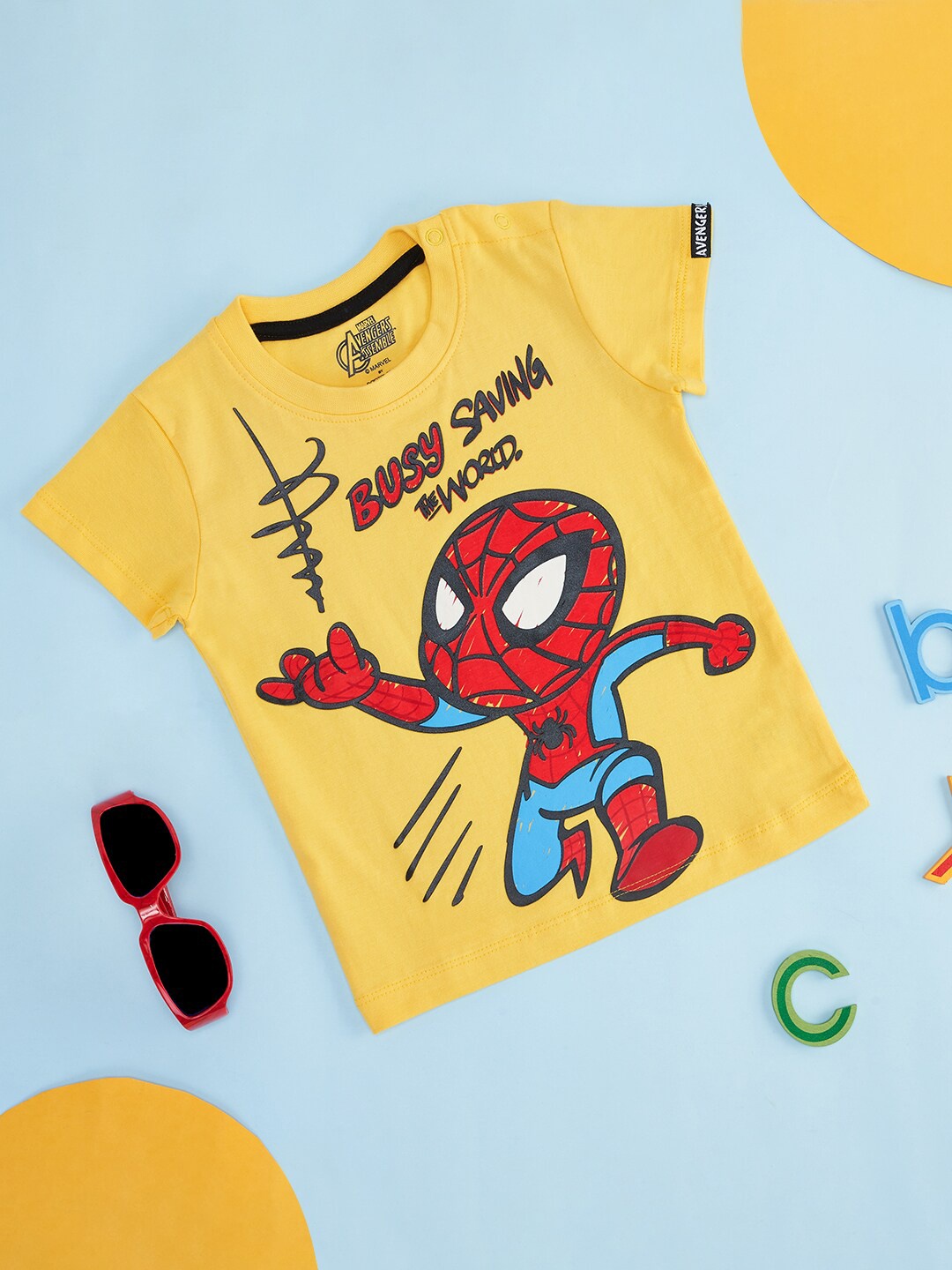 

Pantaloons Baby Boys Spider-Man Printed Cotton T-shirt, Yellow